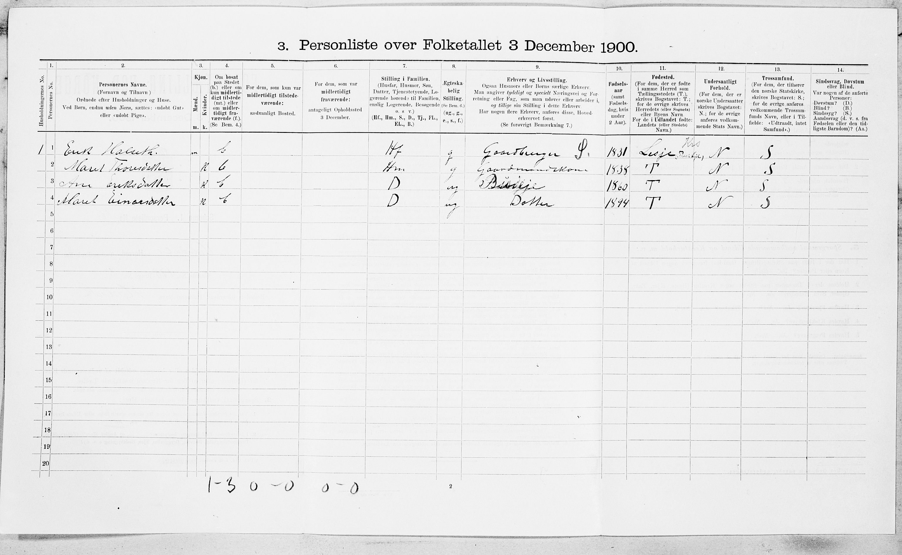 SAT, Folketelling 1900 for 1636 Meldal herred, 1900, s. 232