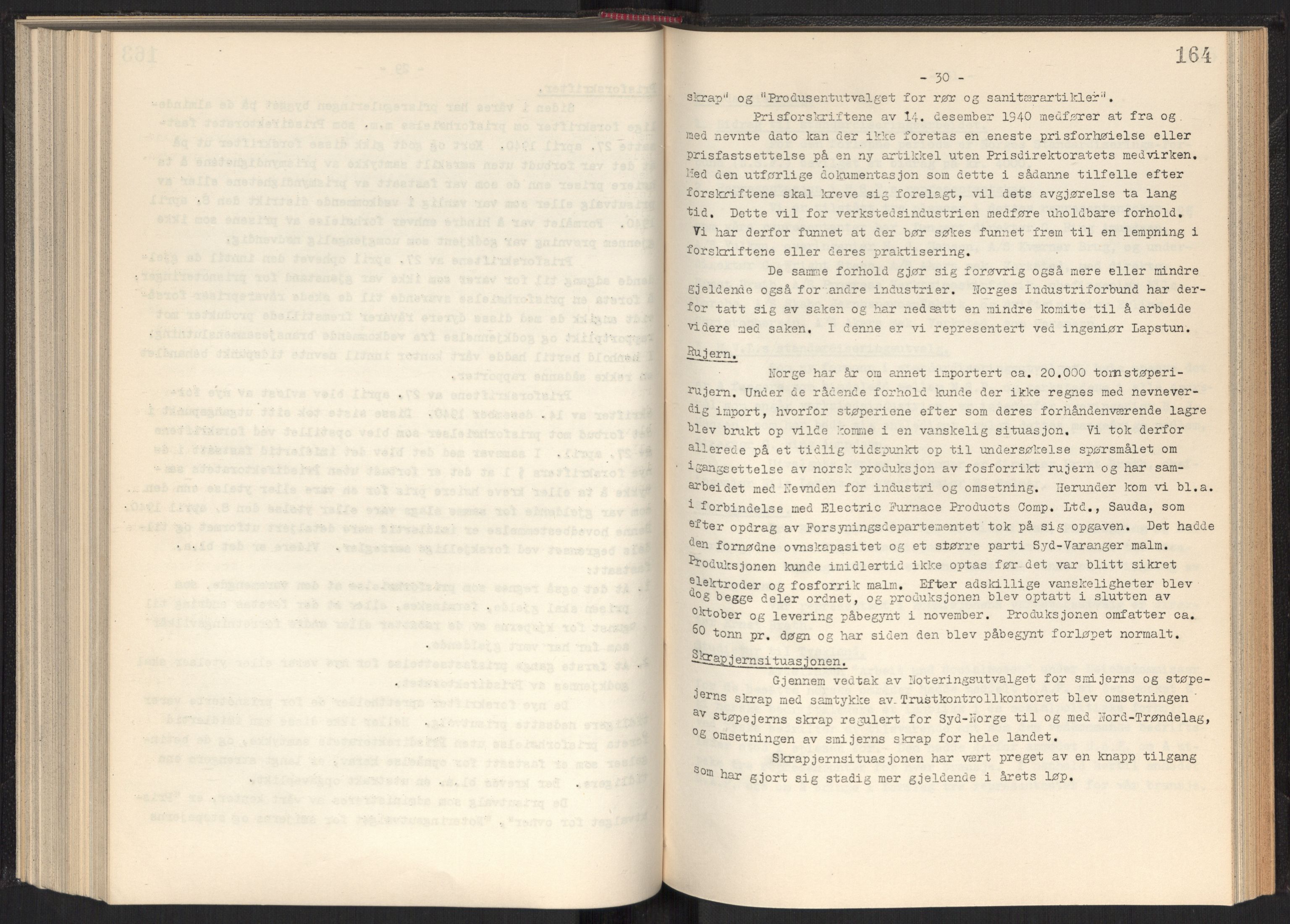 Teknologibedriftenes Landsforening TBL, RA/PA-1700/A/Ad/L0006: Årsberetning med register, 1937-1943, s. 164