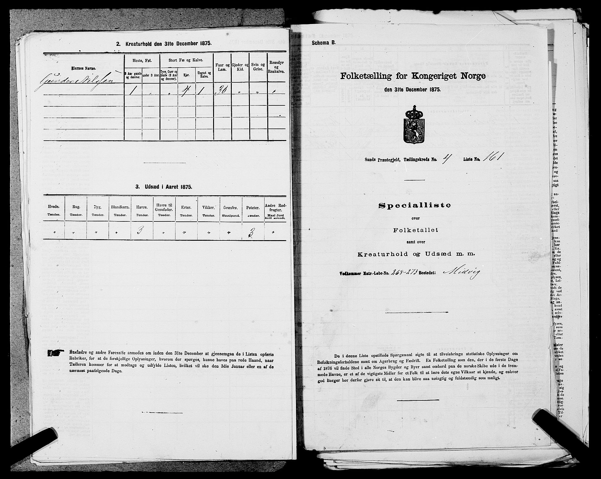 SAST, Folketelling 1875 for 1136P Sand prestegjeld, 1875, s. 651