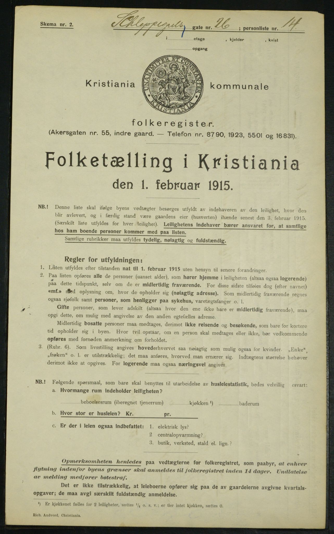 OBA, Kommunal folketelling 1.2.1915 for Kristiania, 1915, s. 89876