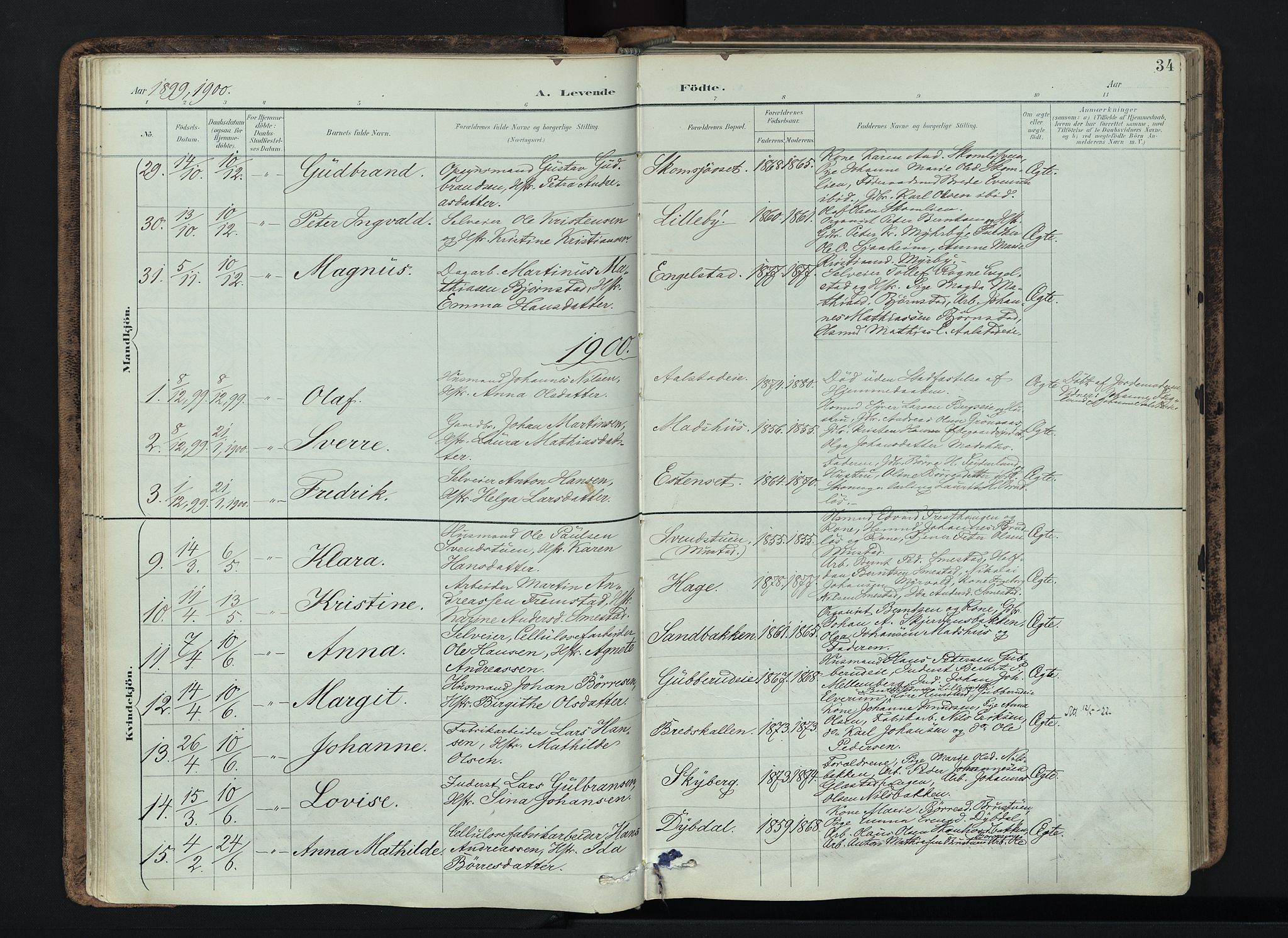 Vardal prestekontor, AV/SAH-PREST-100/H/Ha/Haa/L0019: Ministerialbok nr. 19, 1893-1907, s. 34