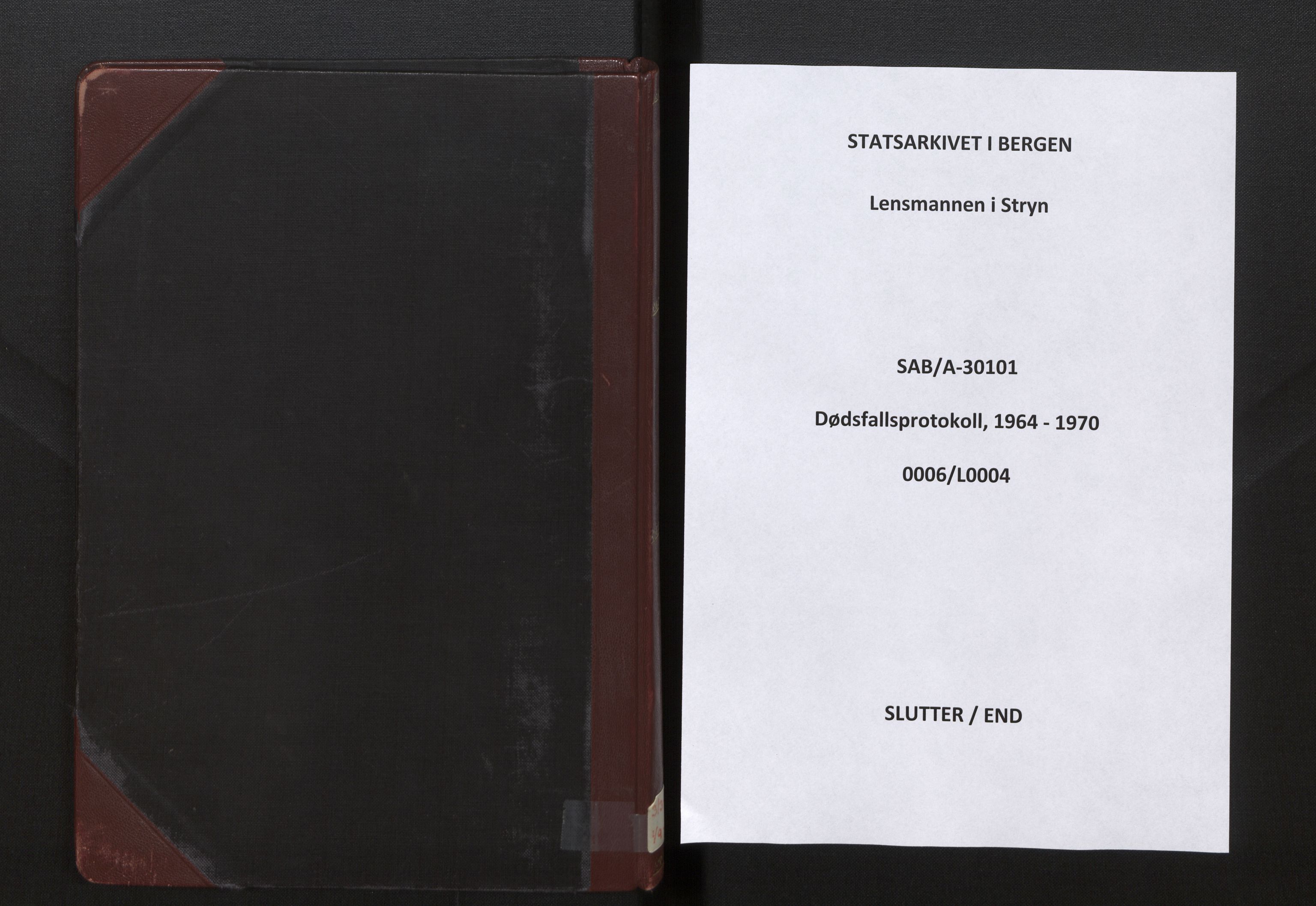 Lensmannen i Stryn, SAB/A-30101/0006/L0004: Dødsfallprotokoll, 1964-1970