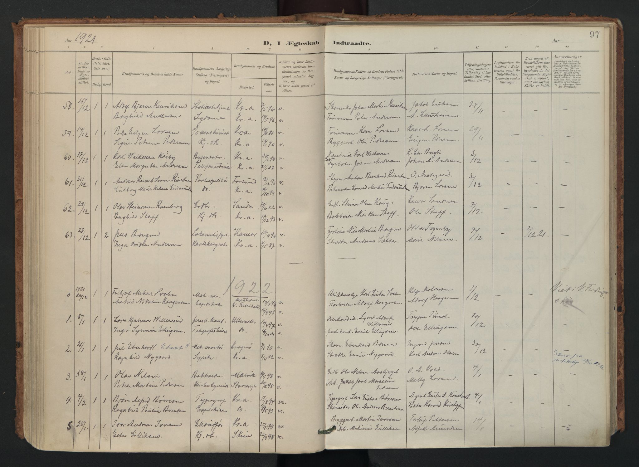 Gamlebyen prestekontor Kirkebøker, AV/SAO-A-10884/F/Fa/L0011: Ministerialbok nr. 11, 1901-1939, s. 97