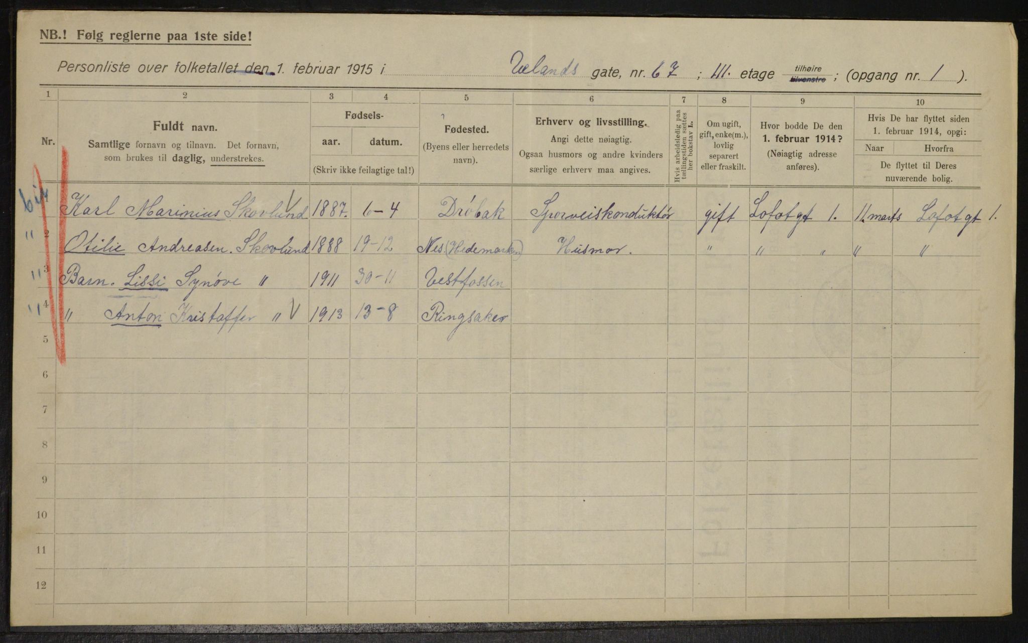 OBA, Kommunal folketelling 1.2.1915 for Kristiania, 1915, s. 119333