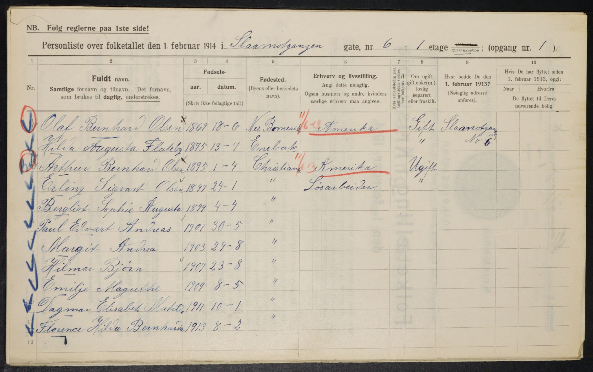 OBA, Kommunal folketelling 1.2.1914 for Kristiania, 1914, s. 96800