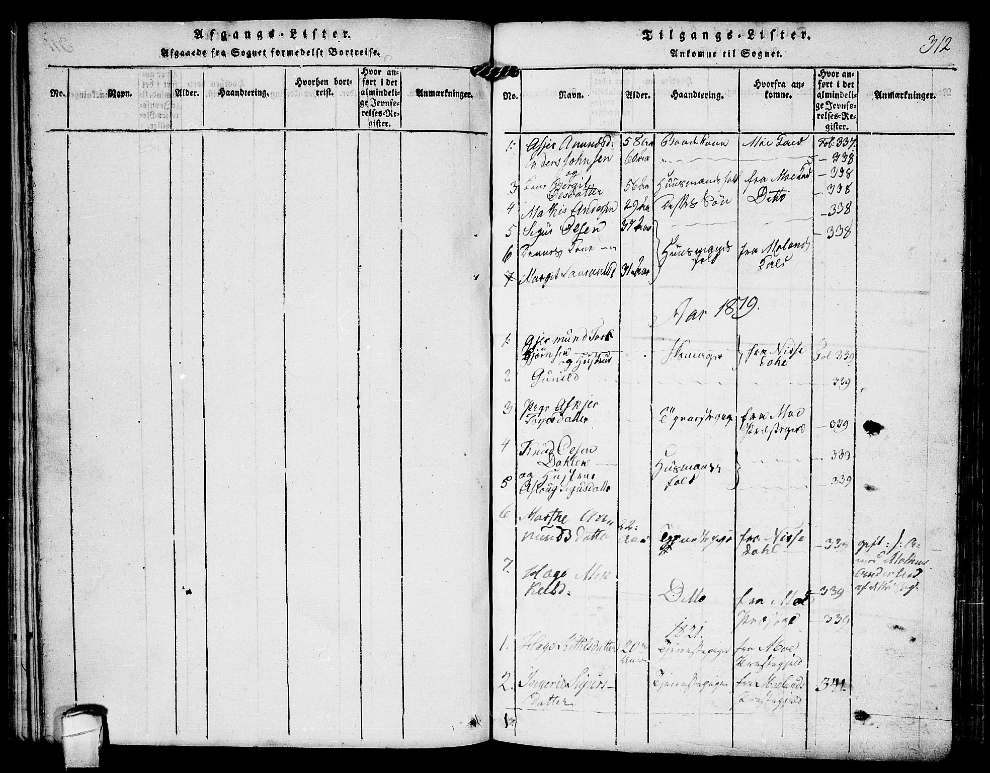 Kviteseid kirkebøker, AV/SAKO-A-276/F/Fc/L0001: Ministerialbok nr. III 1, 1815-1836, s. 312