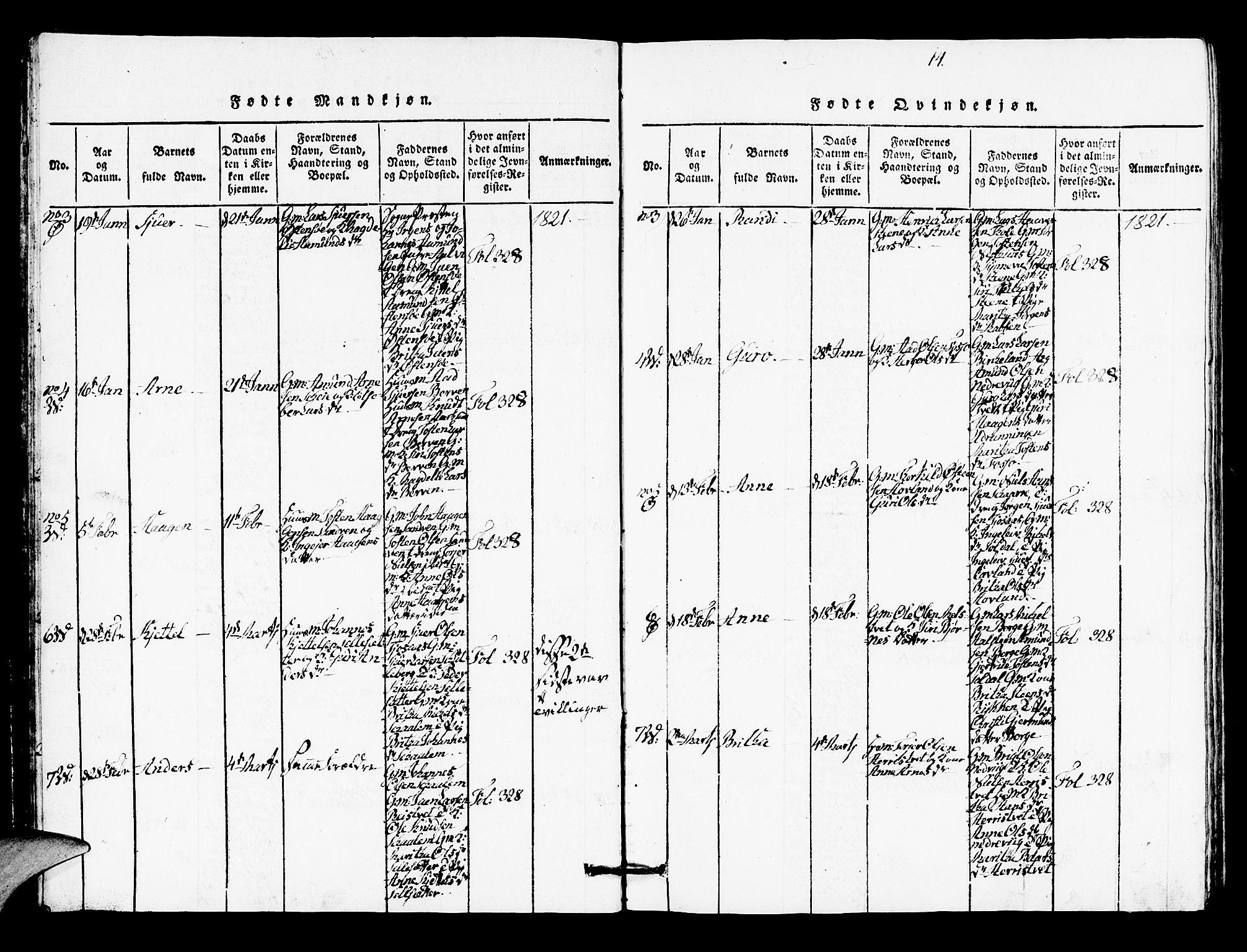 Kvam sokneprestembete, AV/SAB-A-76201/H/Hab: Klokkerbok nr. A 1, 1818-1832, s. 14