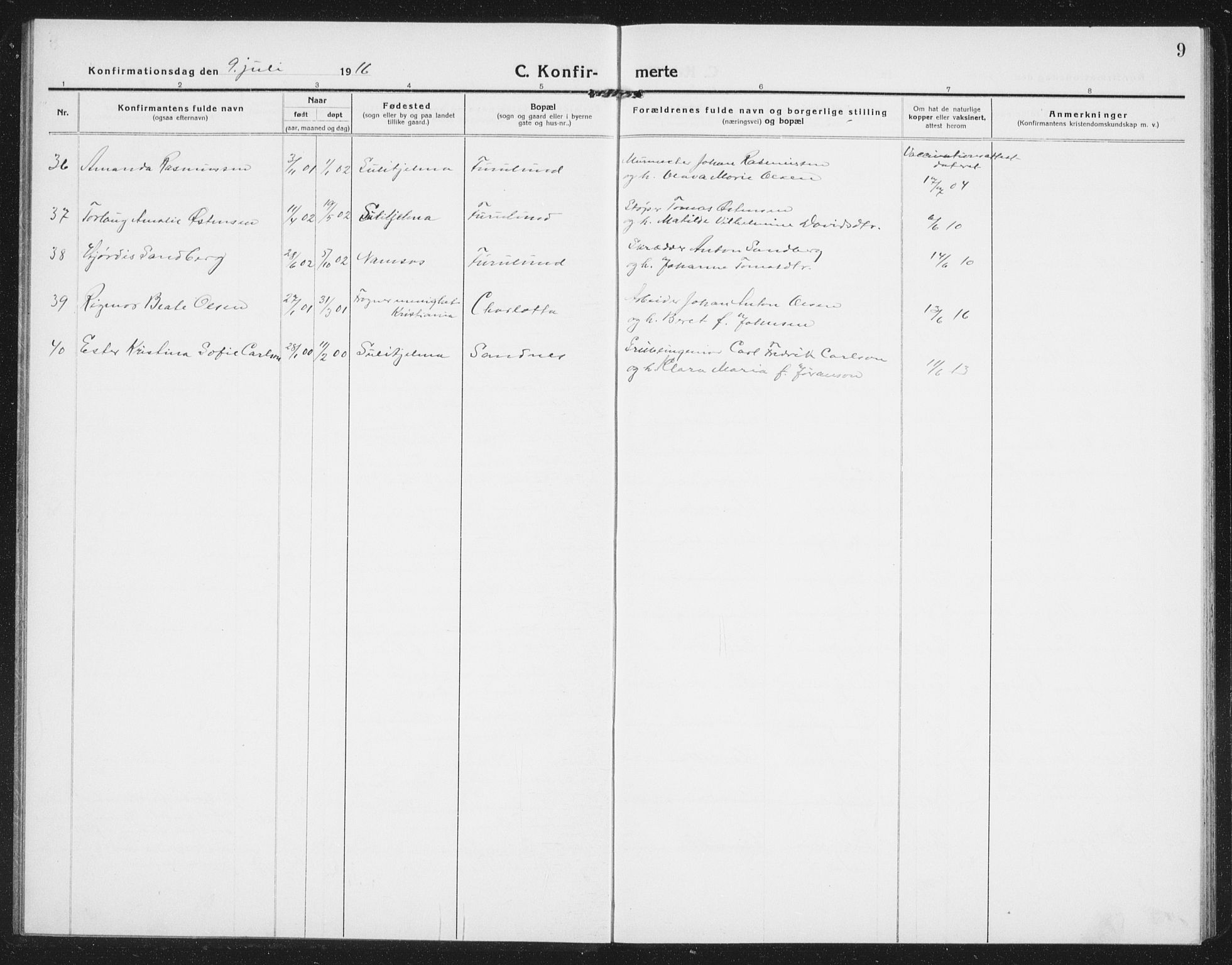 Ministerialprotokoller, klokkerbøker og fødselsregistre - Nordland, AV/SAT-A-1459/850/L0717: Klokkerbok nr. 850C01, 1915-1941, s. 9