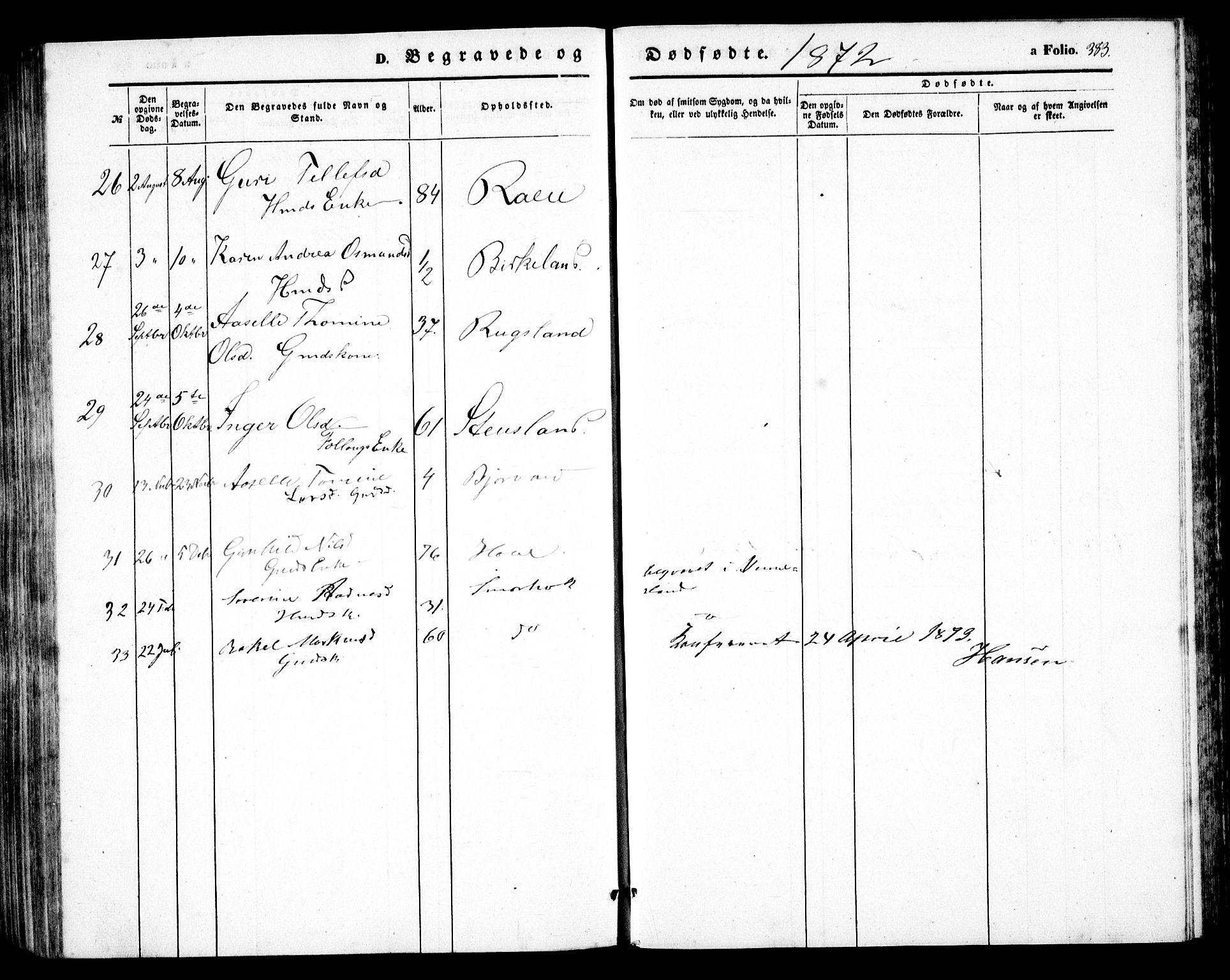 Birkenes sokneprestkontor, SAK/1111-0004/F/Fb/L0002: Klokkerbok nr. B 2, 1849-1876, s. 383
