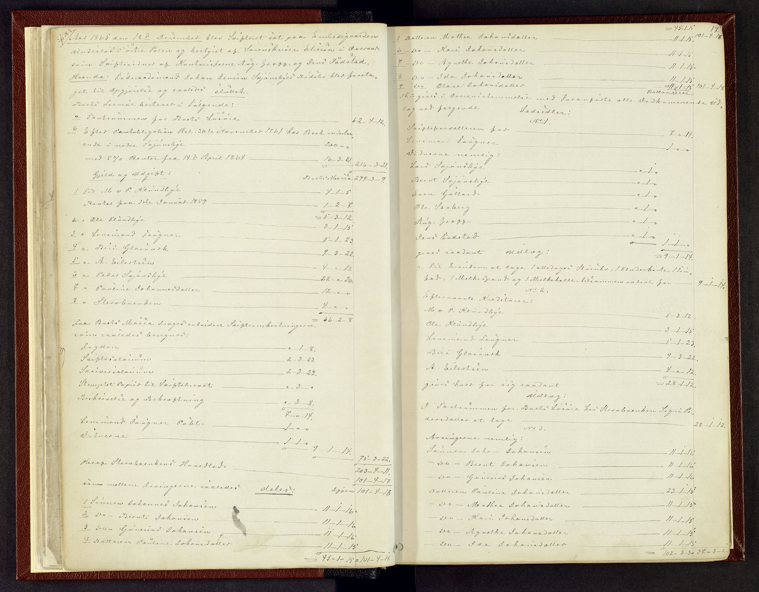 Toten tingrett, AV/SAH-TING-006/J/Jb/L0006: Skiftebehandlingsprotokoll - Biri, 1864-1903, s. 16b-17a