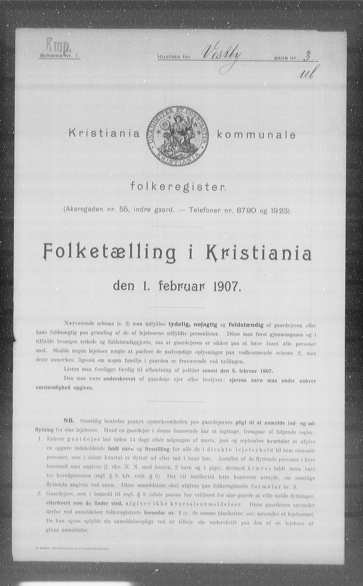 OBA, Kommunal folketelling 1.2.1907 for Kristiania kjøpstad, 1907, s. 62212