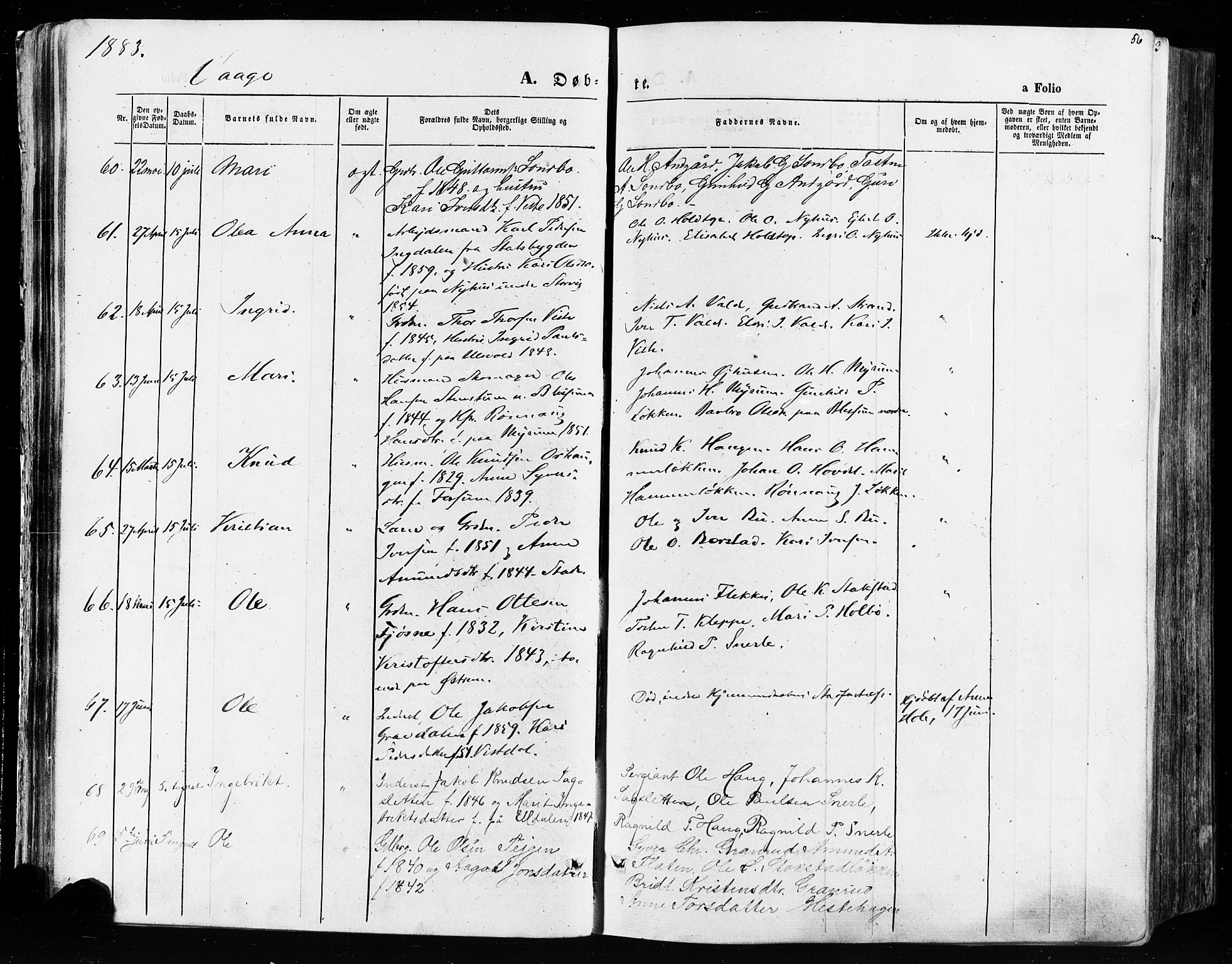 Vågå prestekontor, AV/SAH-PREST-076/H/Ha/Haa/L0007: Ministerialbok nr. 7 /1, 1872-1886, s. 56