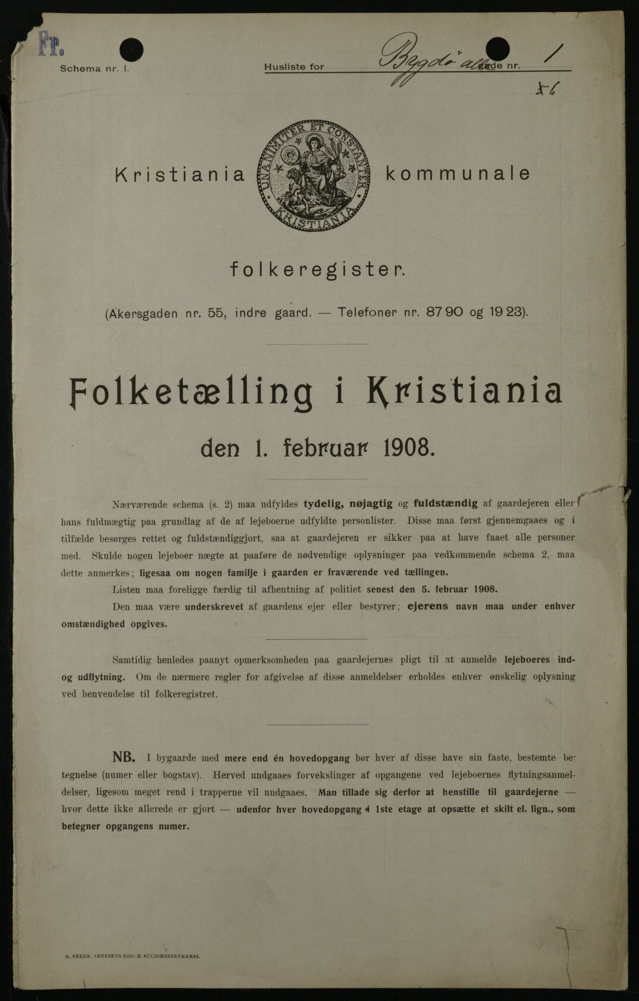 OBA, Kommunal folketelling 1.2.1908 for Kristiania kjøpstad, 1908, s. 9760