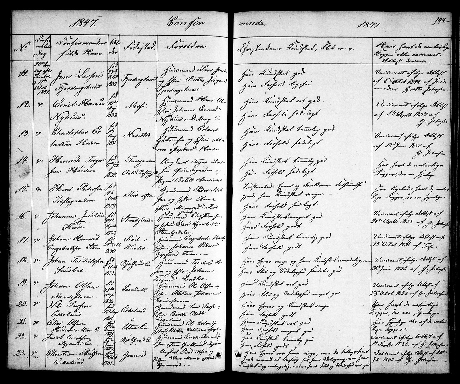 Rygge prestekontor Kirkebøker, AV/SAO-A-10084b/F/Fa/L0004: Ministerialbok nr. 4, 1836-1851, s. 144