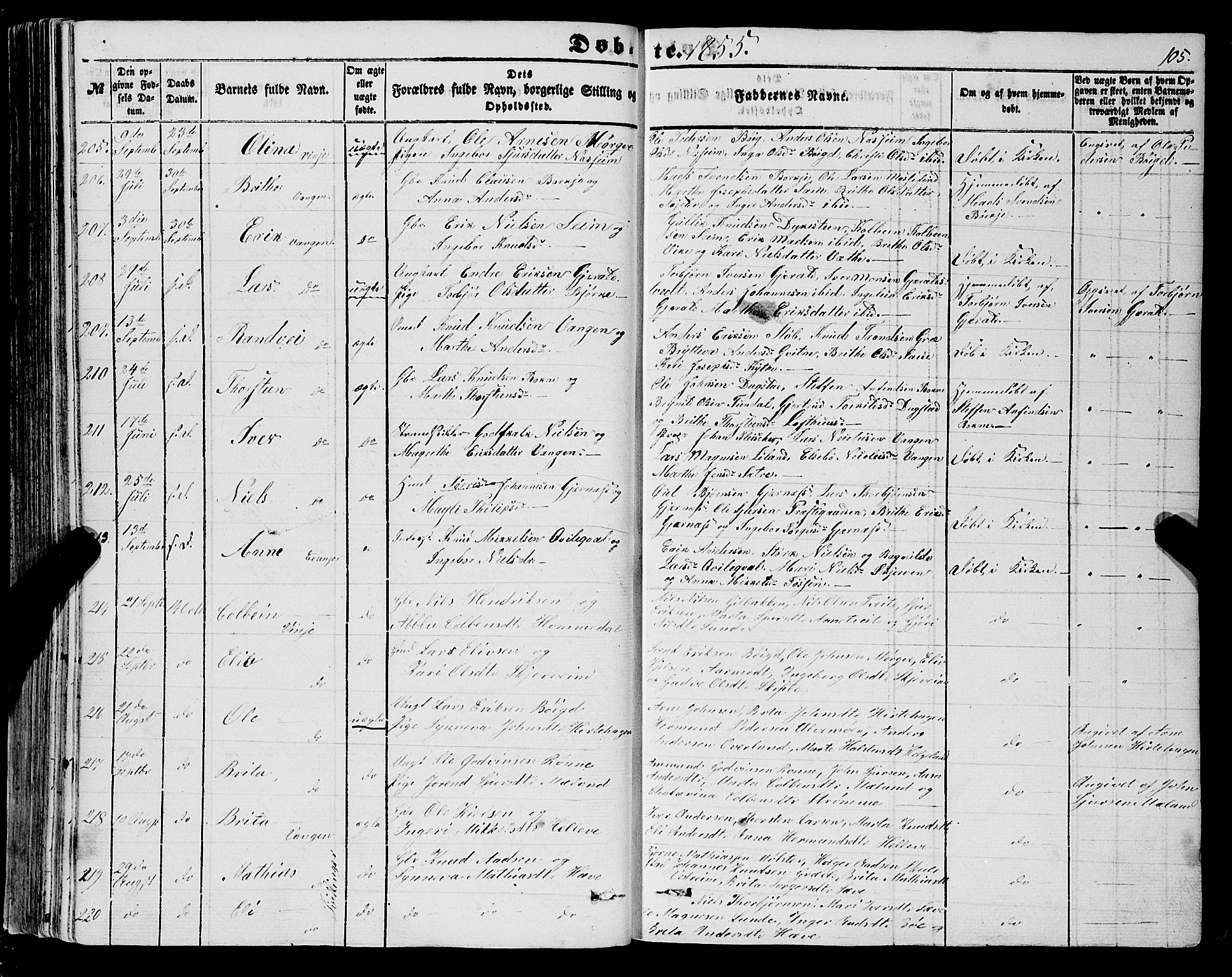 Voss sokneprestembete, AV/SAB-A-79001/H/Haa: Ministerialbok nr. A 16, 1849-1863, s. 105