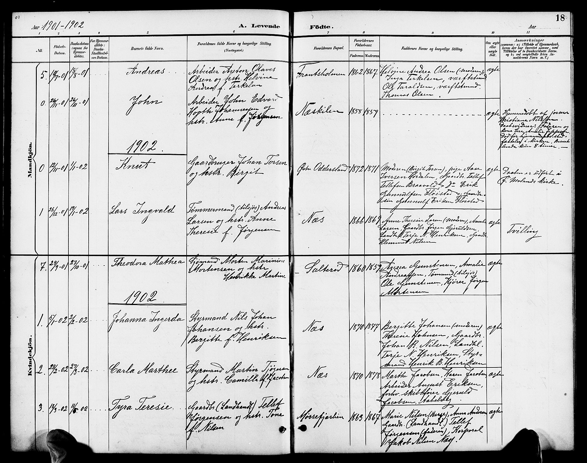 Austre Moland sokneprestkontor, AV/SAK-1111-0001/F/Fb/Fbb/L0002: Klokkerbok nr. B 2, 1894-1918, s. 18