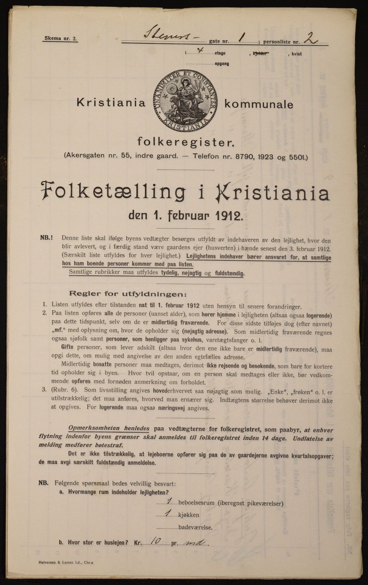 OBA, Kommunal folketelling 1.2.1912 for Kristiania, 1912, s. 101526