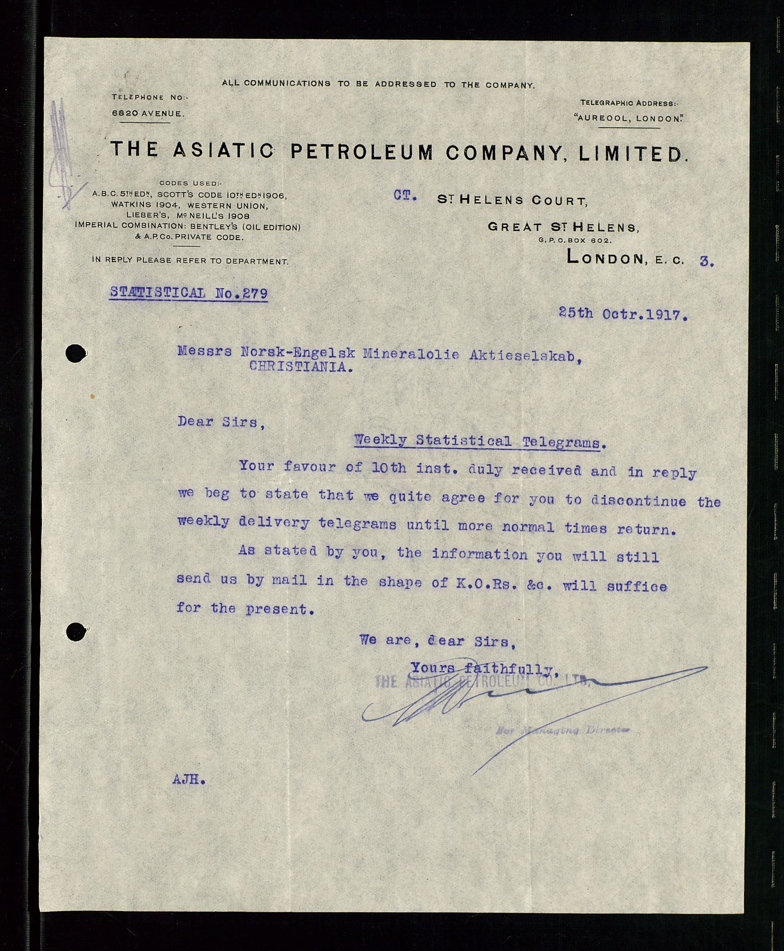 Pa 1521 - A/S Norske Shell, AV/SAST-A-101915/E/Ea/Eaa/L0001: Sjefskorrespondanse, 1917, s. 168