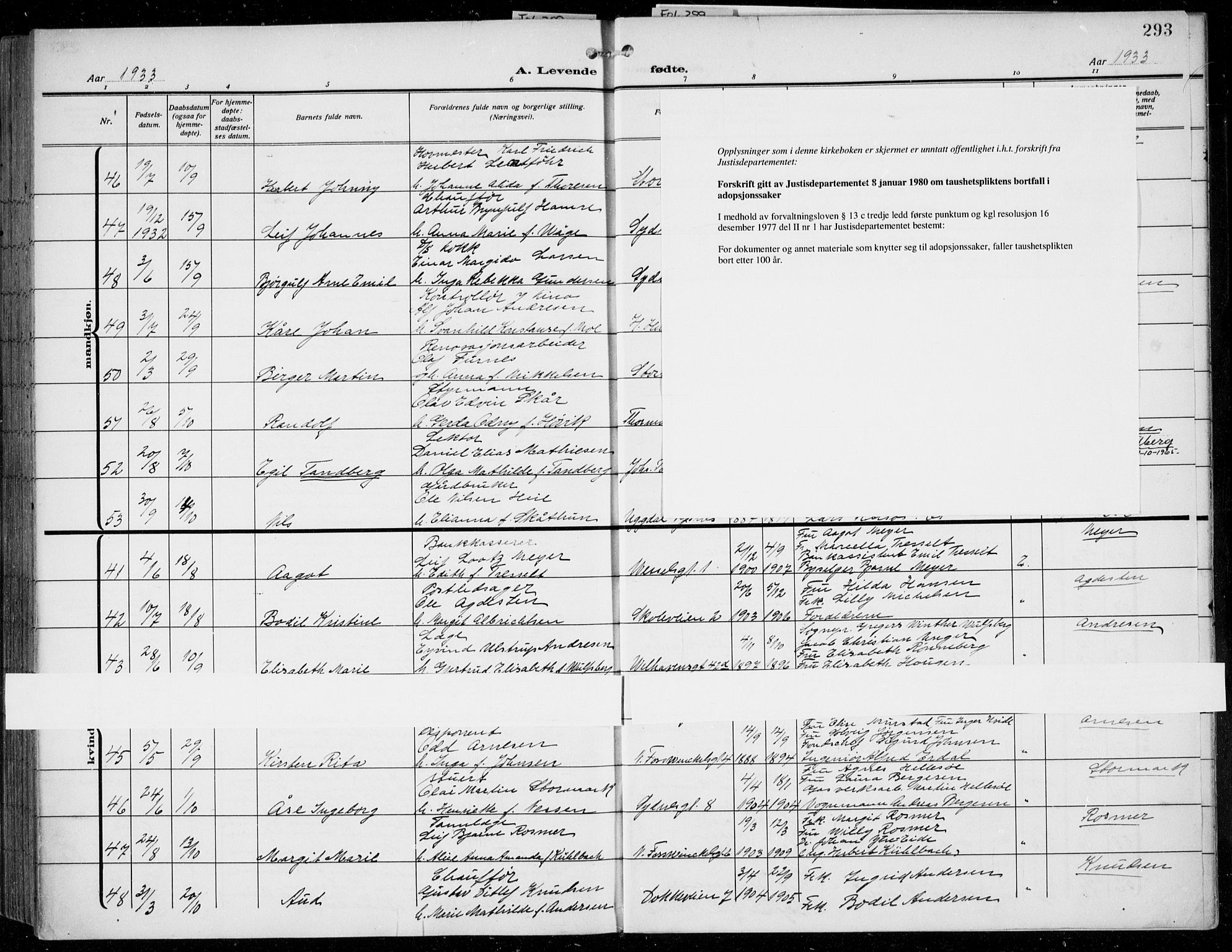 Johanneskirken sokneprestembete, AV/SAB-A-76001/H/Hab: Klokkerbok nr. A 3, 1913-1934, s. 293