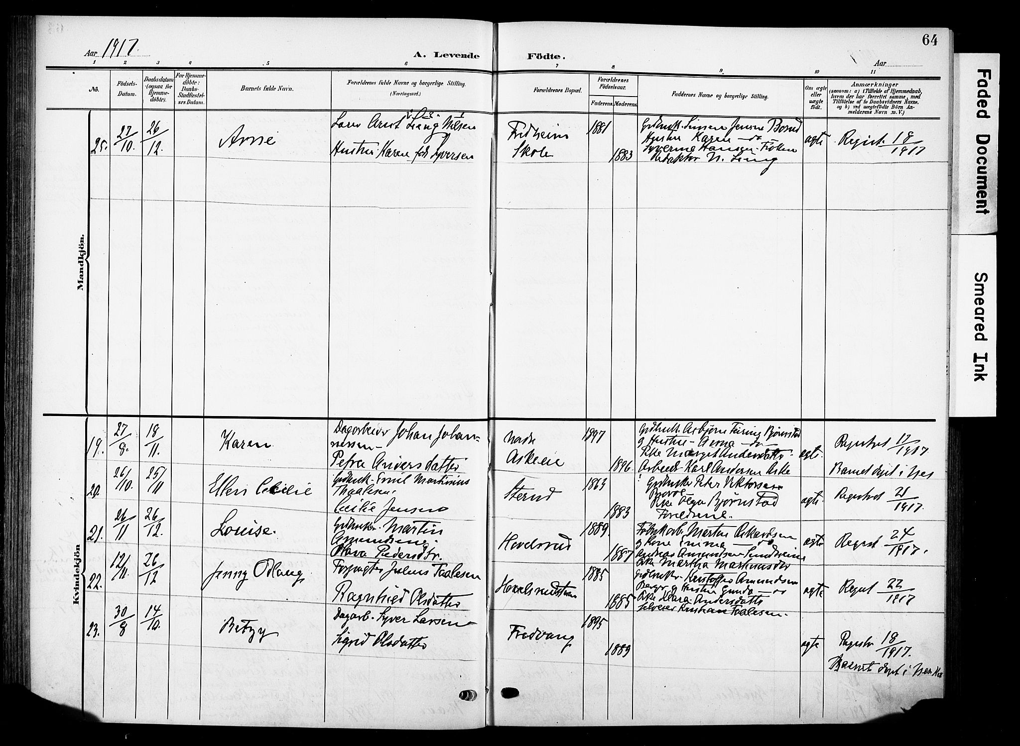 Nes prestekontor, Hedmark, AV/SAH-PREST-020/K/Ka/L0013: Ministerialbok nr. 13, 1906-1924, s. 64