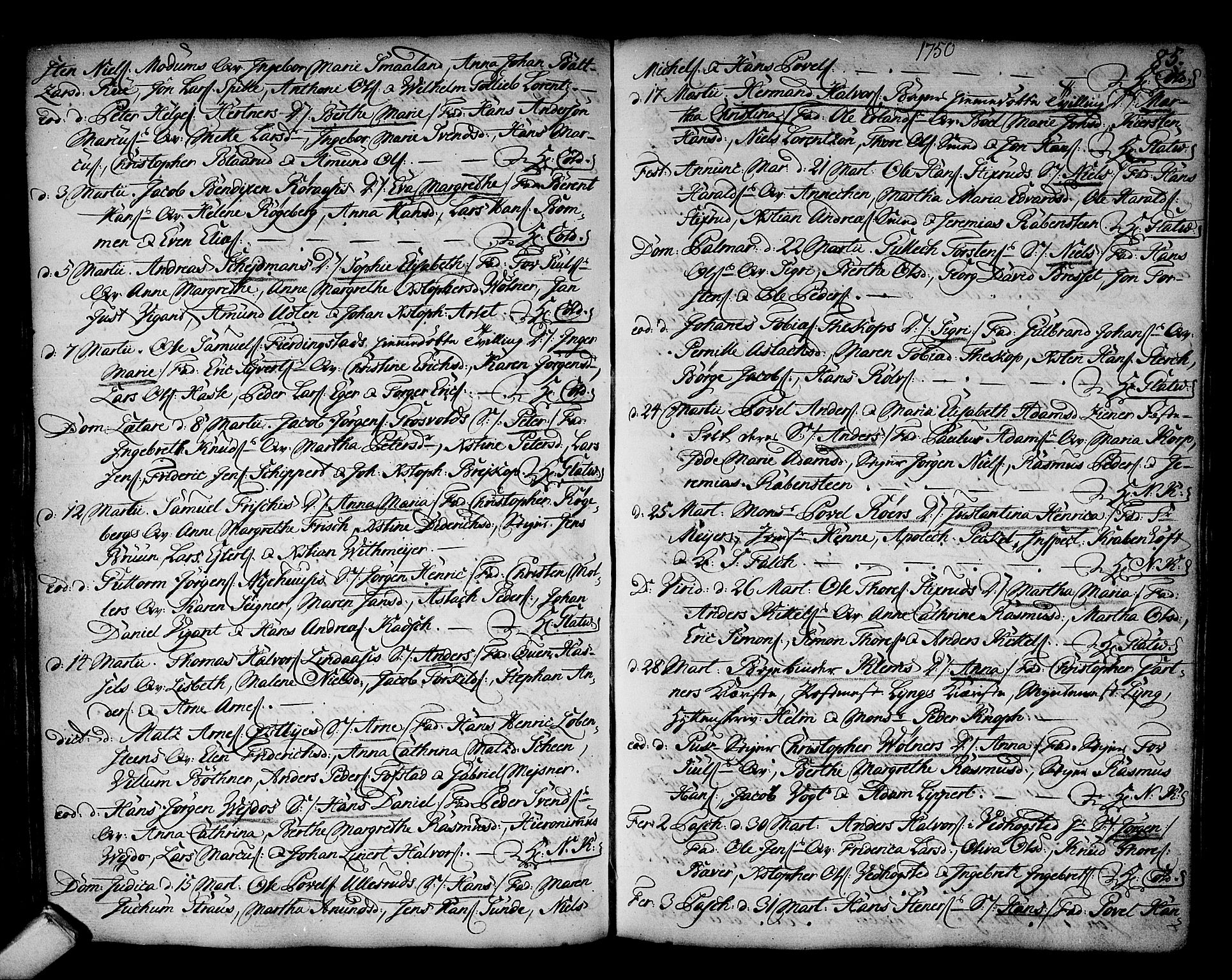 Kongsberg kirkebøker, SAKO/A-22/F/Fa/L0003: Ministerialbok nr. I 3, 1744-1755, s. 85