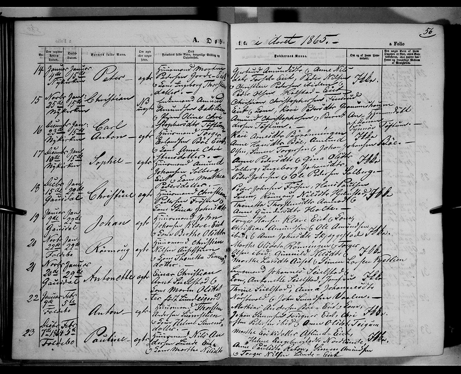 Gausdal prestekontor, AV/SAH-PREST-090/H/Ha/Haa/L0009: Ministerialbok nr. 9, 1862-1873, s. 56