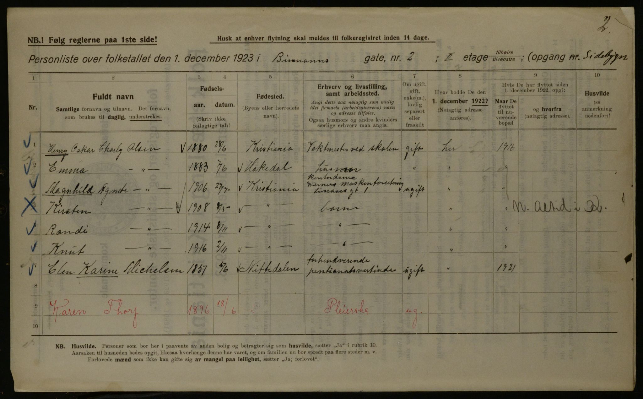 OBA, Kommunal folketelling 1.12.1923 for Kristiania, 1923, s. 5799