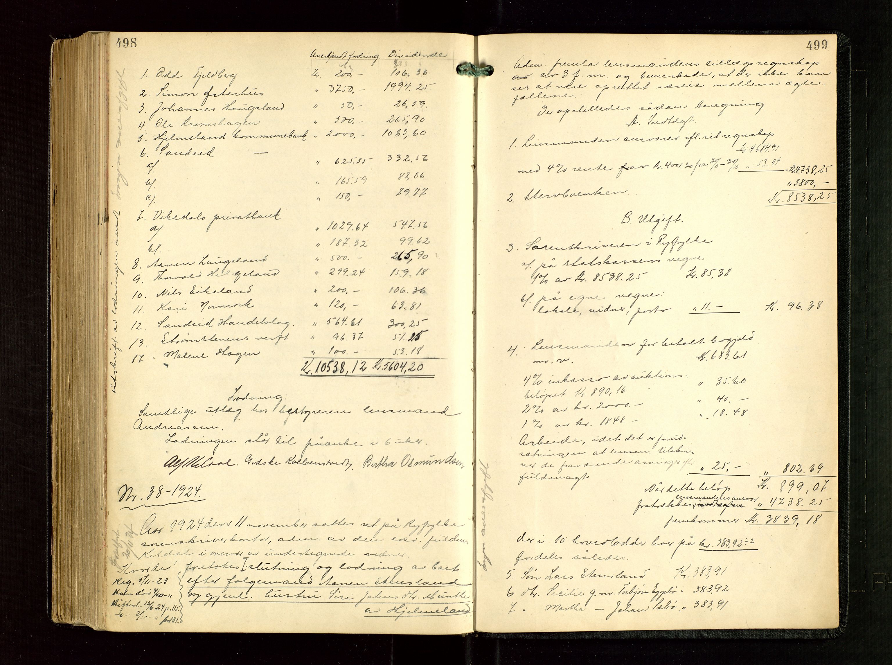 Ryfylke tingrett, AV/SAST-A-100055/001/IV/IVG/L0005: Skifteudlodningsprotokoll Med register, 1918-1924, s. 498-499
