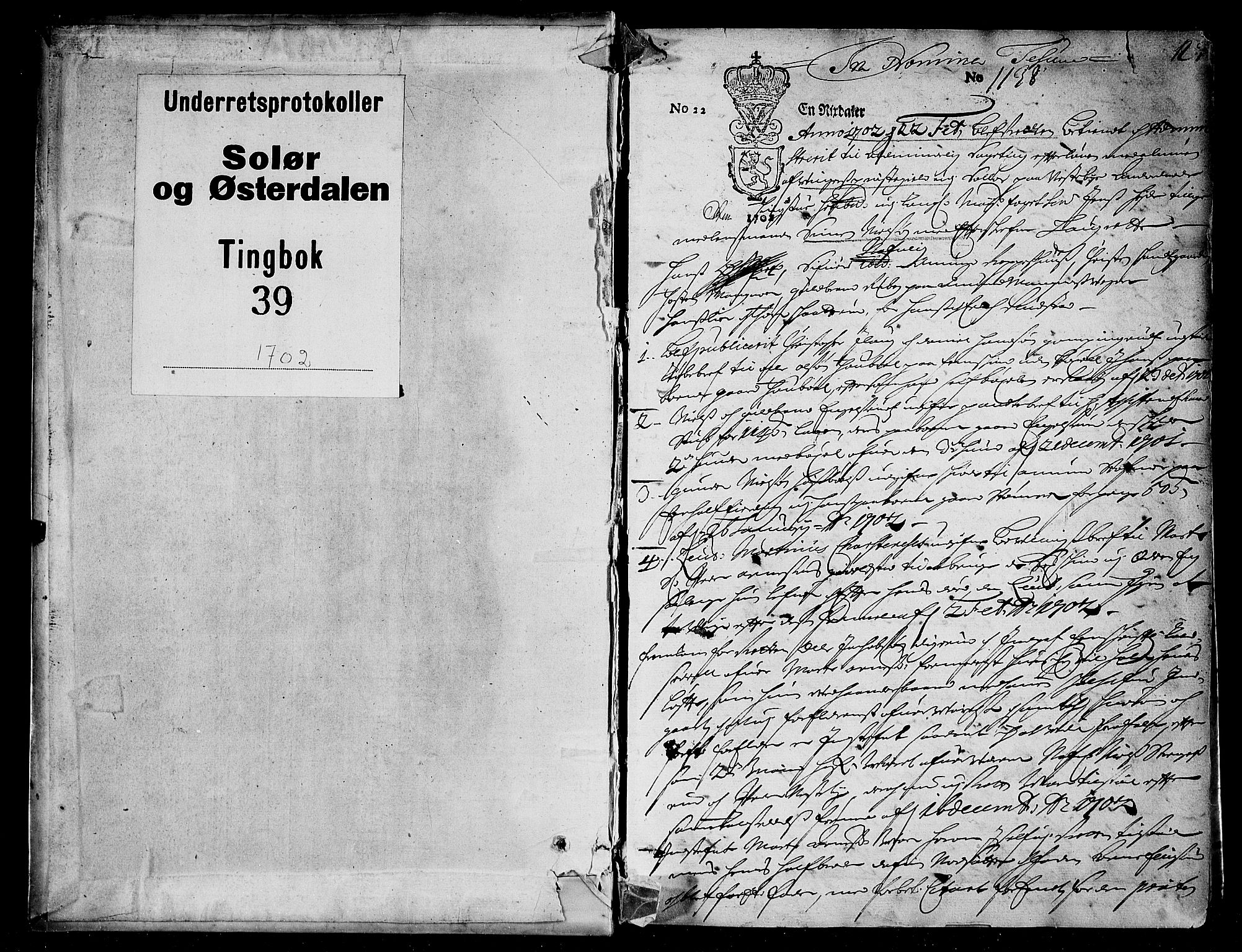Solør og Østerdalen sorenskriveri, SAH/TING-024/G/Gb/L0039: Tingbok, 1702, s. 1