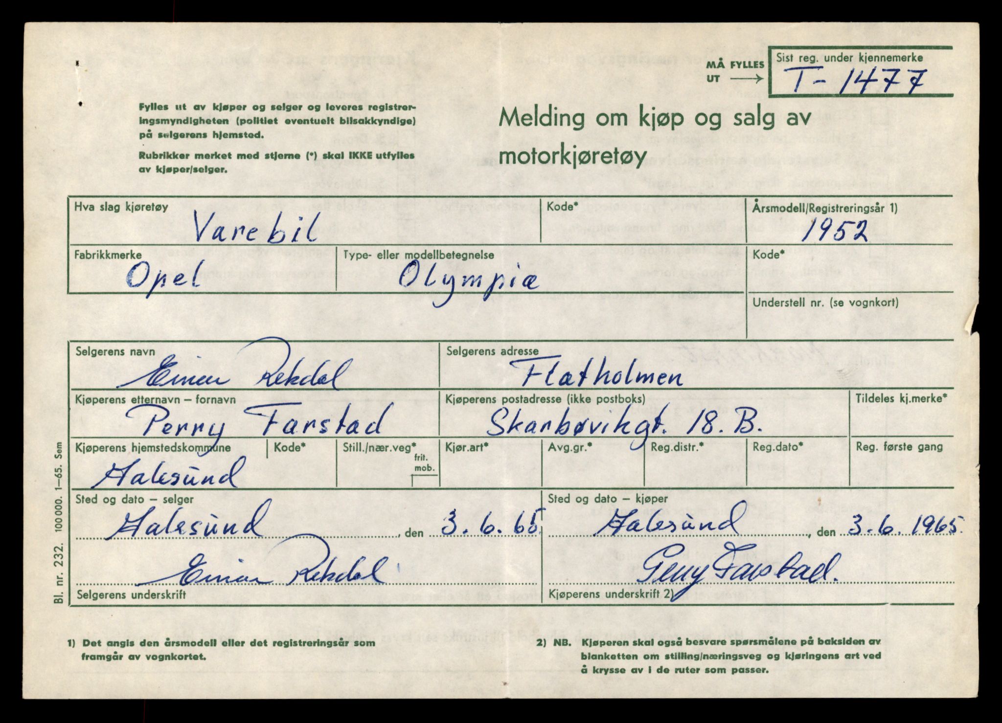 Møre og Romsdal vegkontor - Ålesund trafikkstasjon, SAT/A-4099/F/Fe/L0013: Registreringskort for kjøretøy T 1451 - T 1564, 1927-1998, s. 481