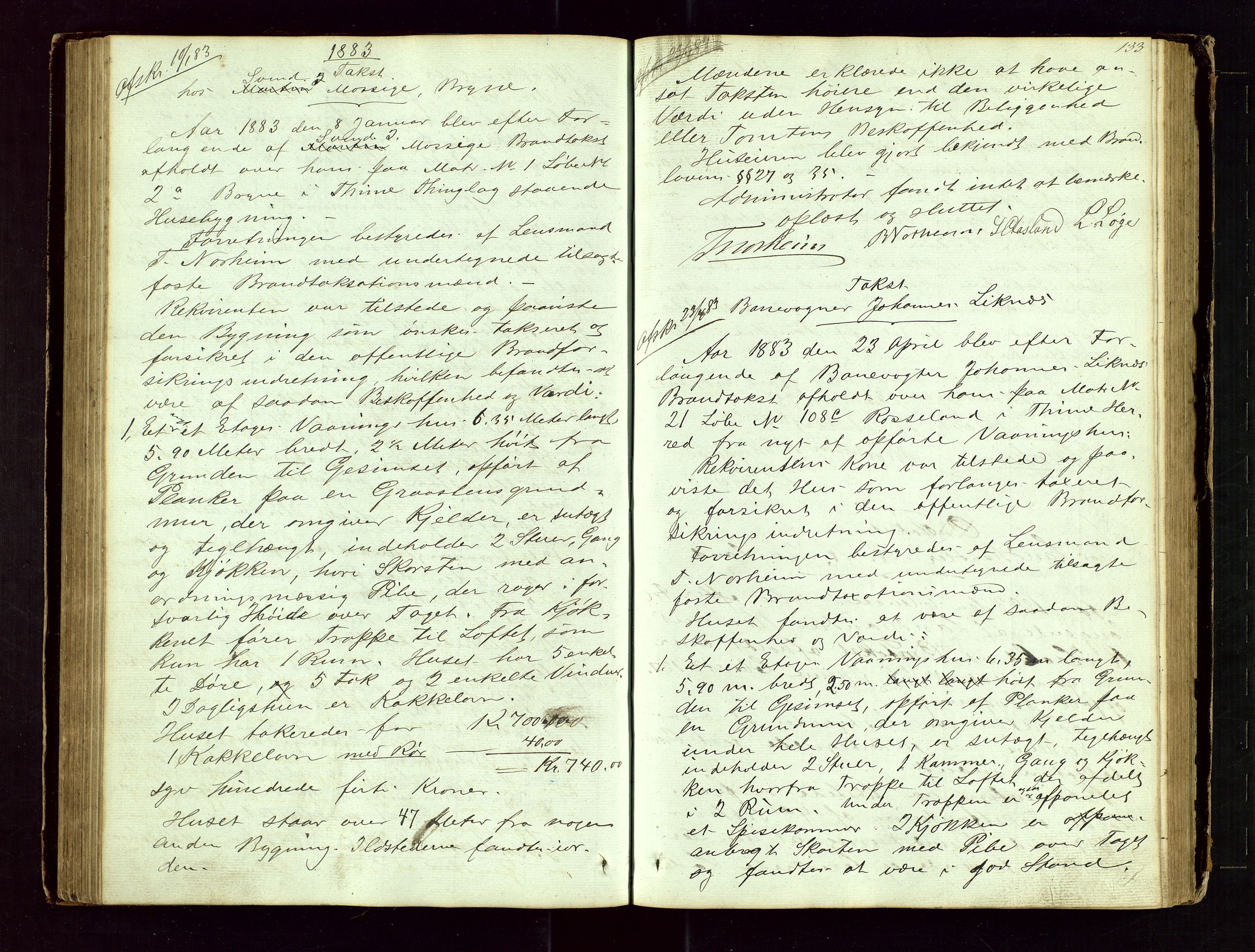 Time lensmannskontor, AV/SAST-A-100420/Goa/L0001: "Brandtaxations-Protocol for Houglands Thinglaug", 1846-1904, s. 132b-133a