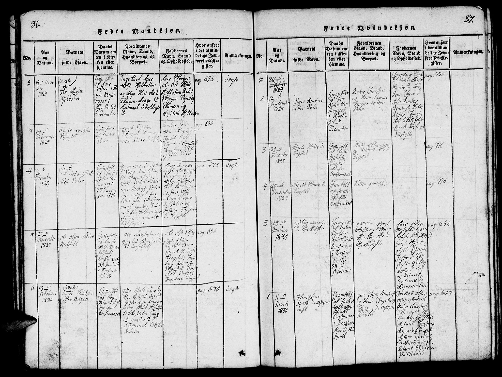 Ministerialprotokoller, klokkerbøker og fødselsregistre - Møre og Romsdal, AV/SAT-A-1454/541/L0546: Klokkerbok nr. 541C01, 1818-1856, s. 86-87