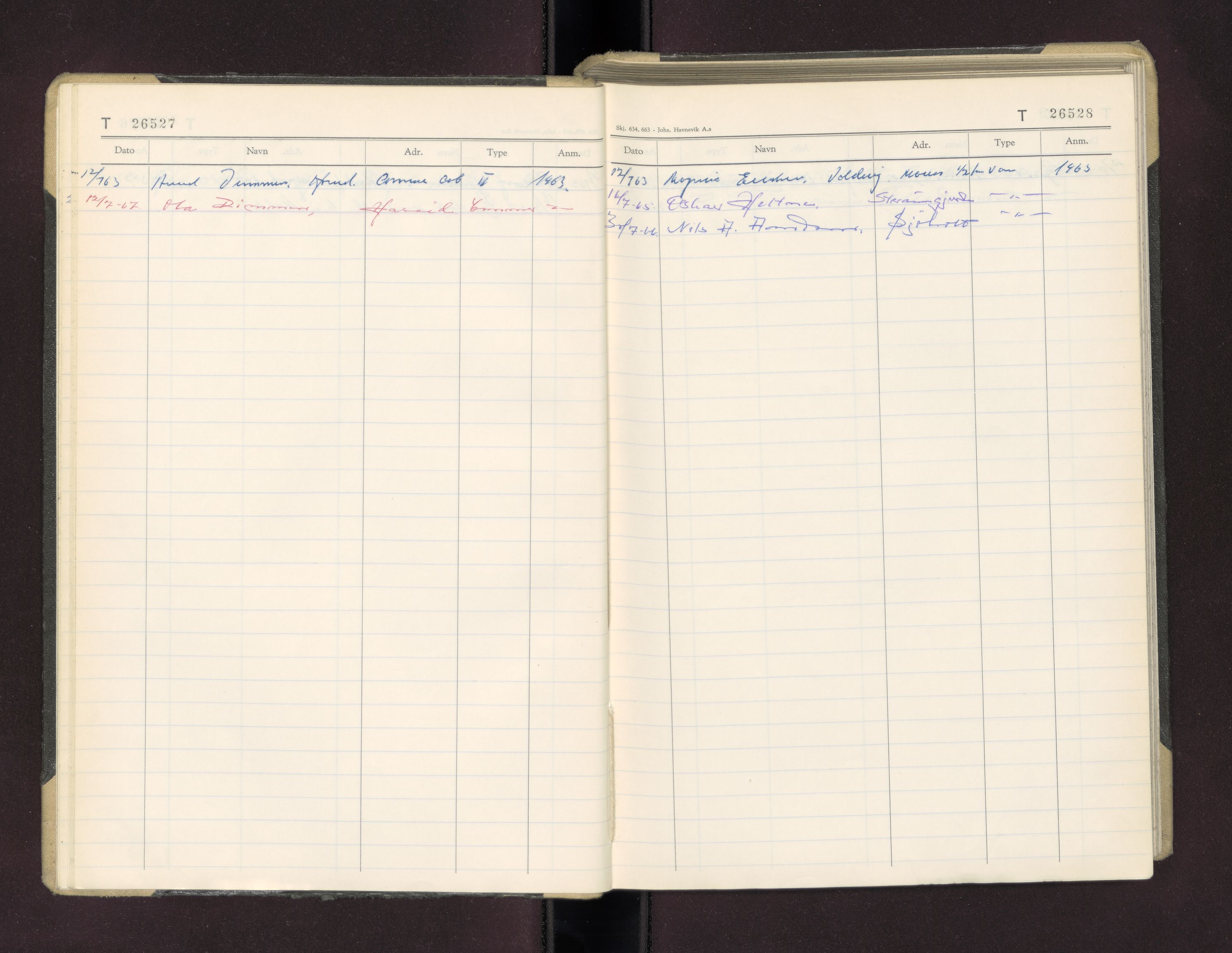 Møre og Romsdal vegkontor - Ålesund trafikkstasjon, AV/SAT-A-4099/F/Fc/L0026: Bilregister; T 26500 - T 26999, 1960-1970