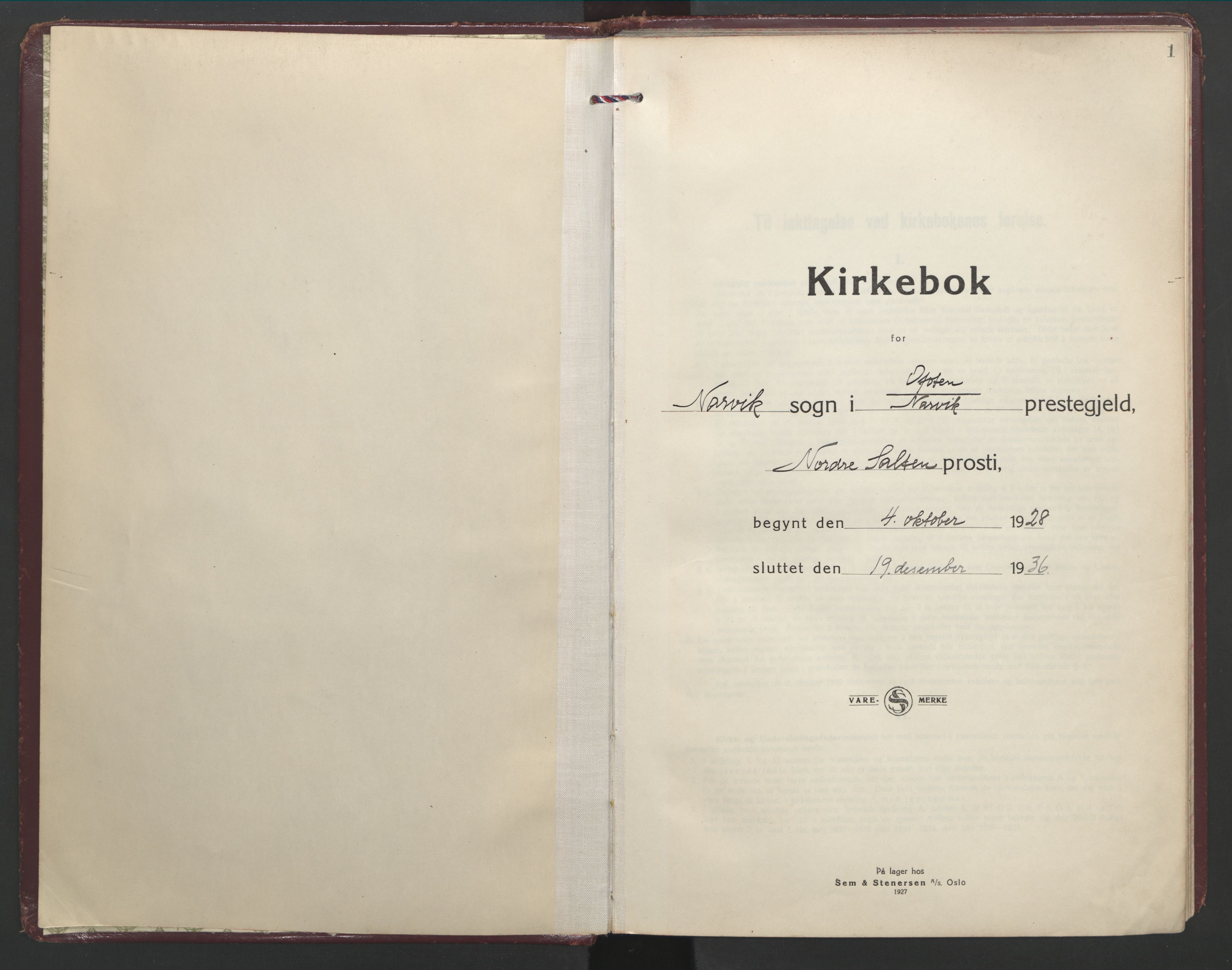 Ministerialprotokoller, klokkerbøker og fødselsregistre - Nordland, SAT/A-1459/871/L1006: Ministerialbok nr. 871A22, 1928-1936, s. 1