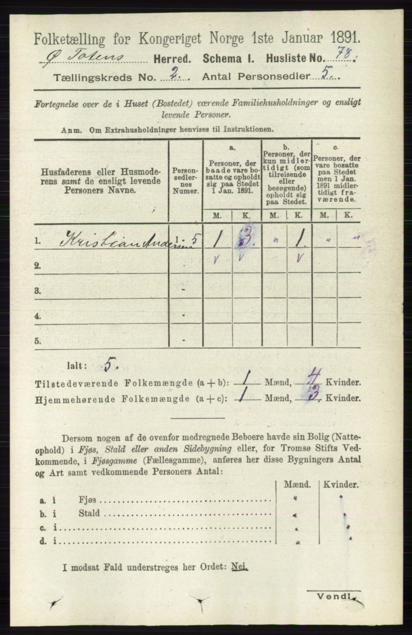 RA, Folketelling 1891 for 0528 Østre Toten herred, 1891, s. 756