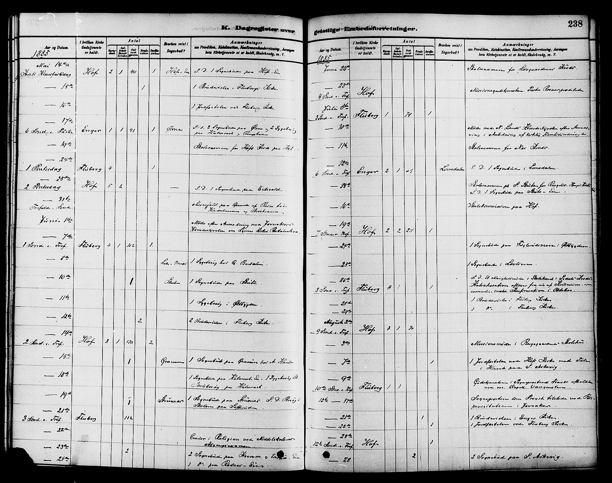 Søndre Land prestekontor, AV/SAH-PREST-122/K/L0002: Ministerialbok nr. 2, 1878-1894, s. 238