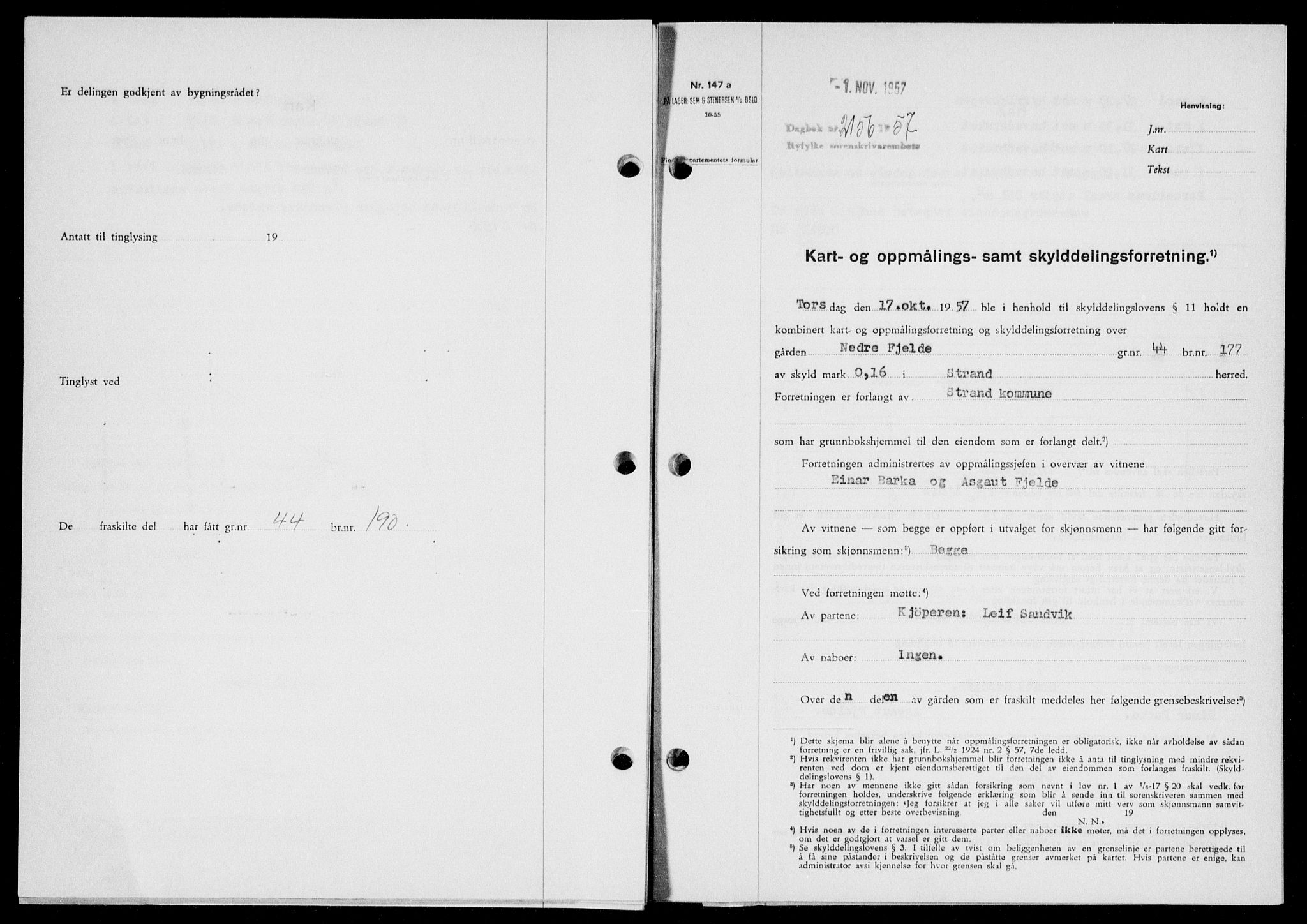 Ryfylke tingrett, SAST/A-100055/001/II/IIB/L0139: Pantebok nr. 118, 1957-1957, Dagboknr: 2156/1957