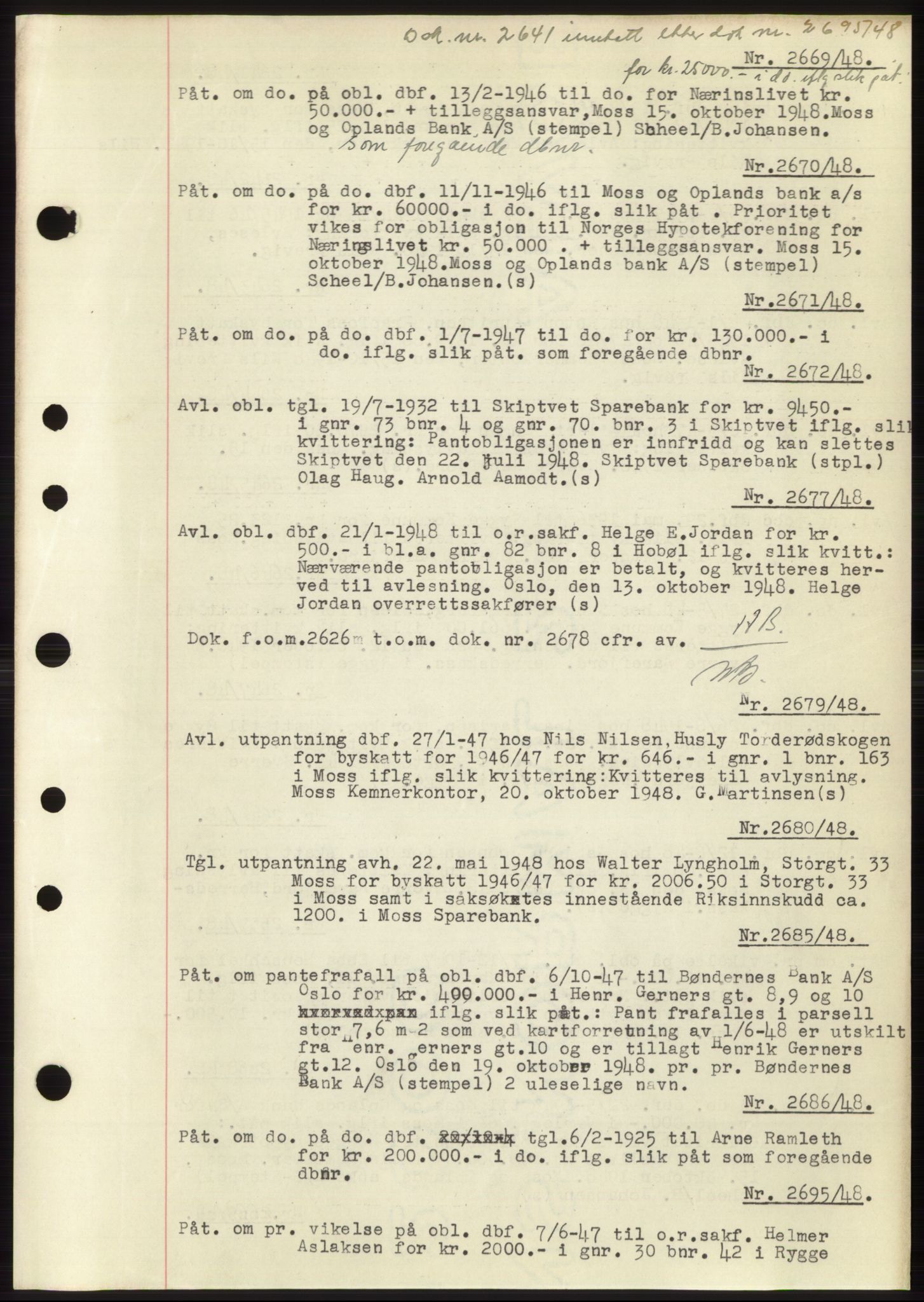 Moss sorenskriveri, SAO/A-10168: Pantebok nr. C10, 1938-1950, Dagboknr: 2669/1948