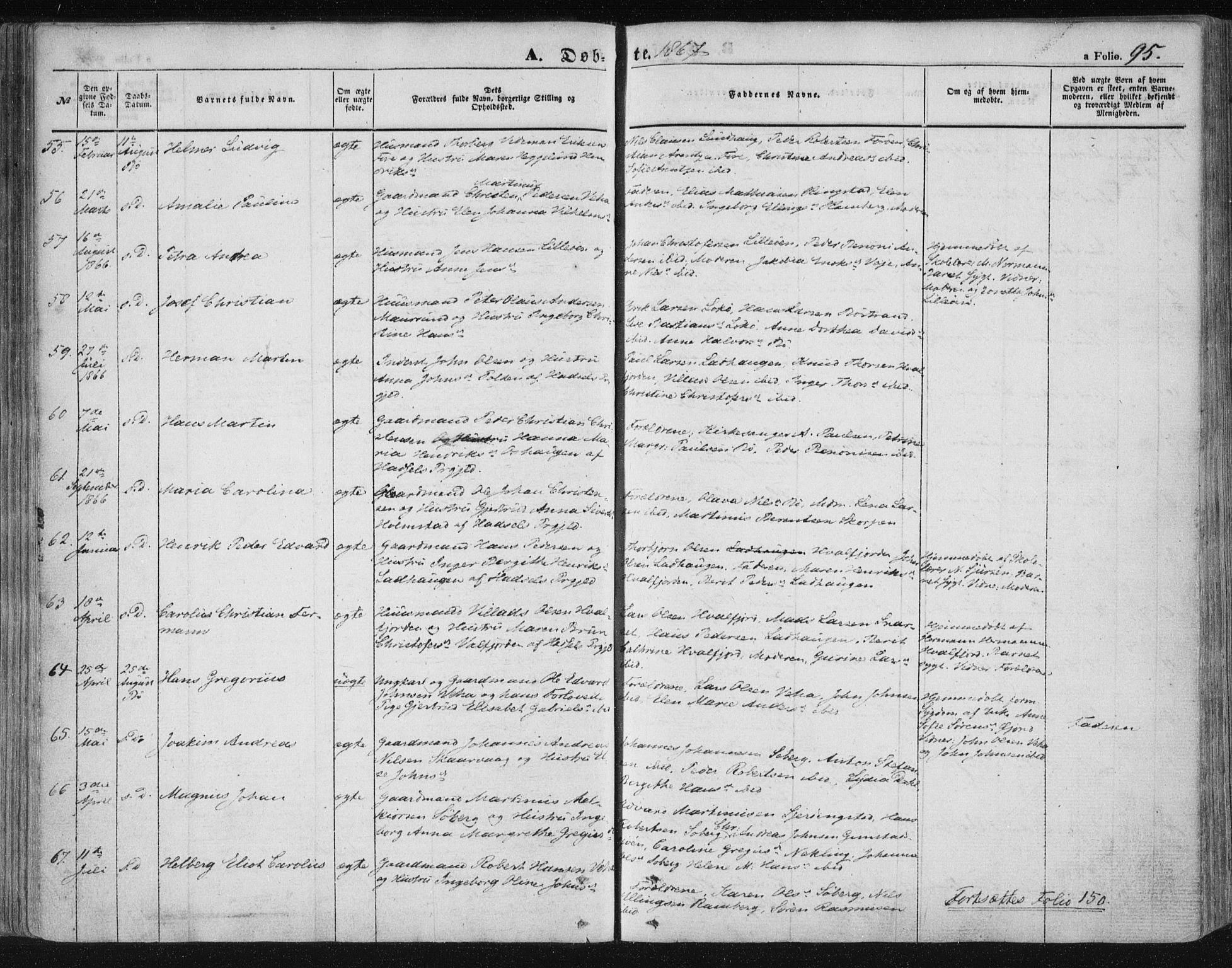 Ministerialprotokoller, klokkerbøker og fødselsregistre - Nordland, SAT/A-1459/891/L1300: Ministerialbok nr. 891A05, 1856-1870, s. 95
