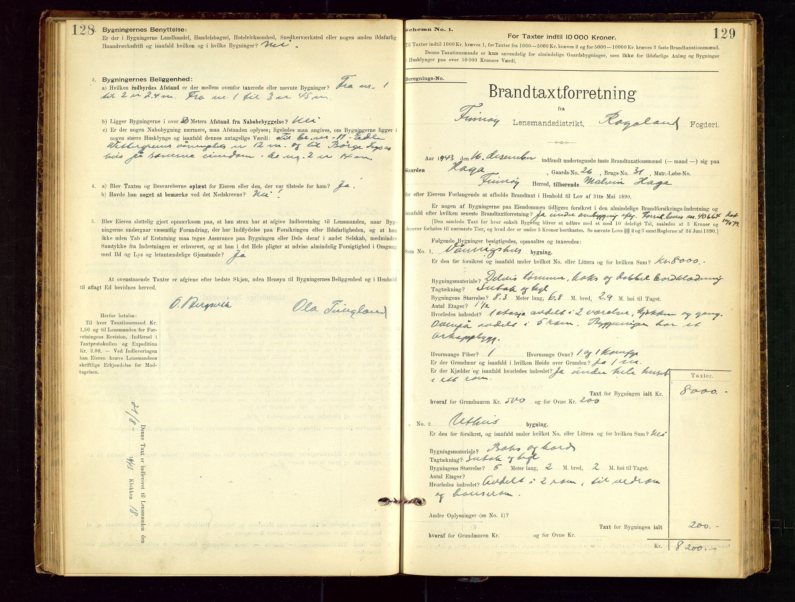 Finnøy lensmannskontor, AV/SAST-A-100442/Goa/L0003: Branntakstprotokoll - skjemaprotokoll, 1896-1954, s. 128-129