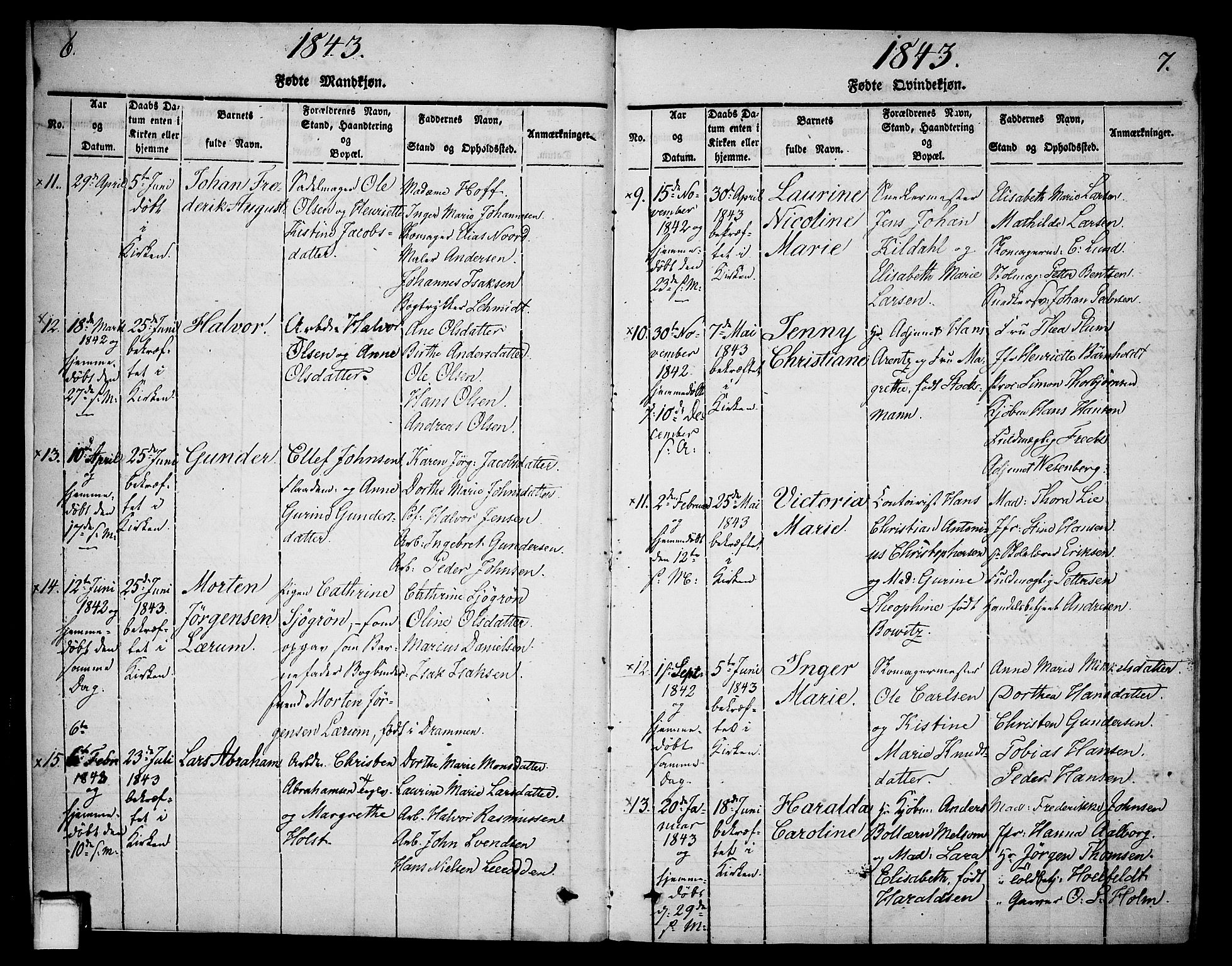 Skien kirkebøker, AV/SAKO-A-302/G/Ga/L0003: Klokkerbok nr. 3, 1843-1847, s. 6-7