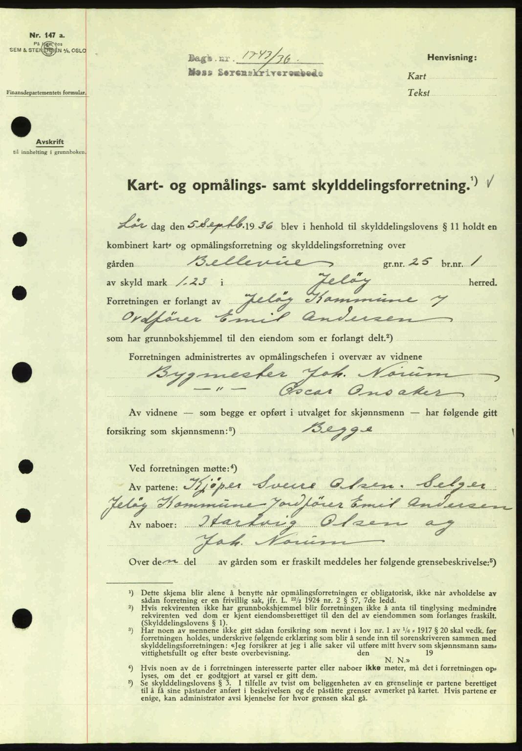 Moss sorenskriveri, SAO/A-10168: Pantebok nr. A1, 1936-1936, Dagboknr: 1743/1936