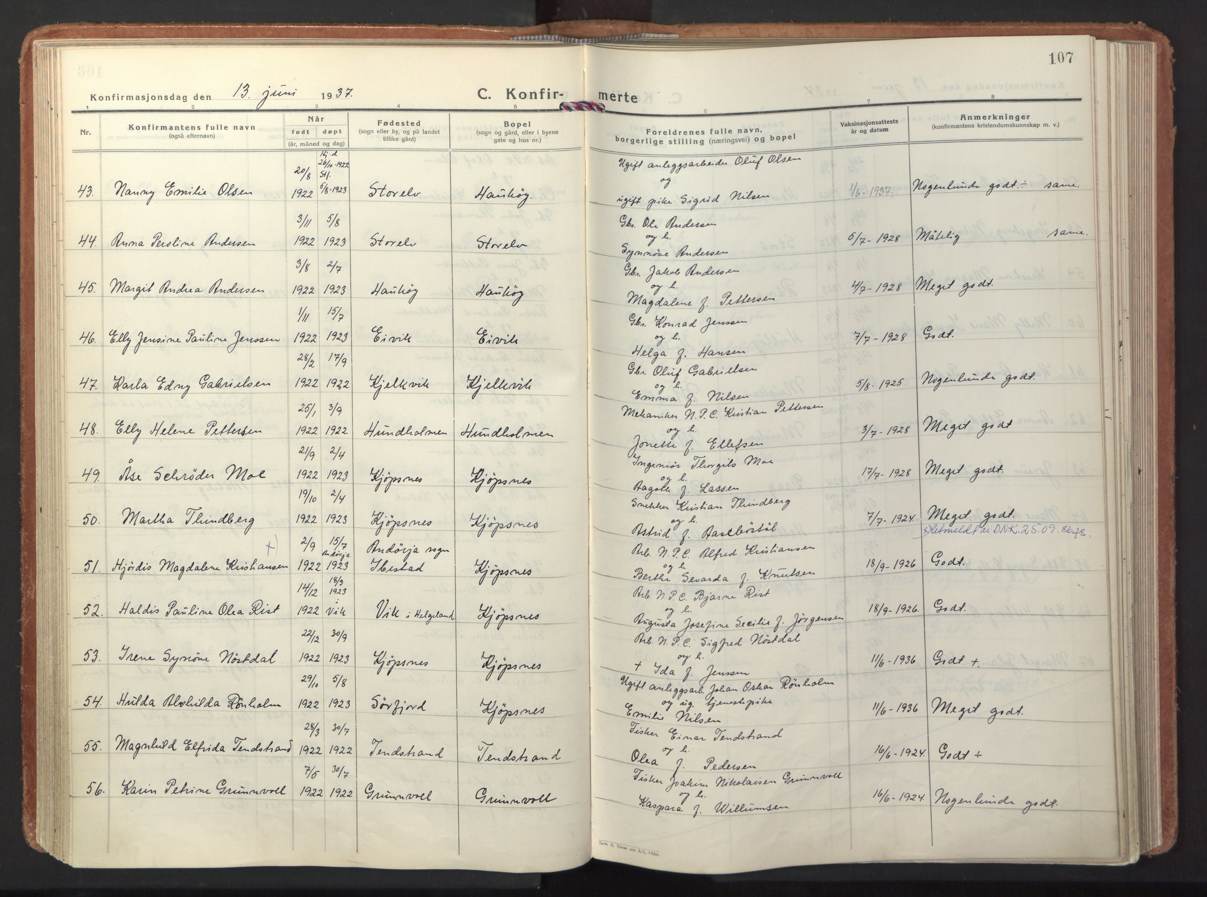 Ministerialprotokoller, klokkerbøker og fødselsregistre - Nordland, AV/SAT-A-1459/861/L0874: Ministerialbok nr. 861A09, 1932-1939, s. 107
