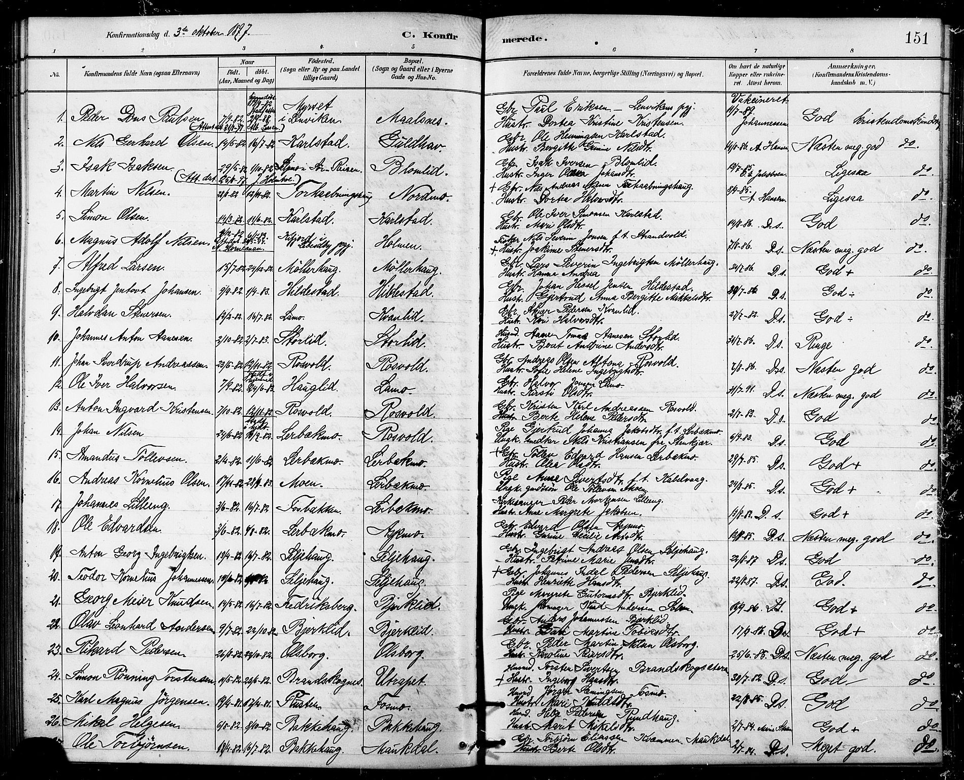 Målselv sokneprestembete, AV/SATØ-S-1311/G/Ga/Gab/L0004klokker: Klokkerbok nr. 4, 1885-1901, s. 151