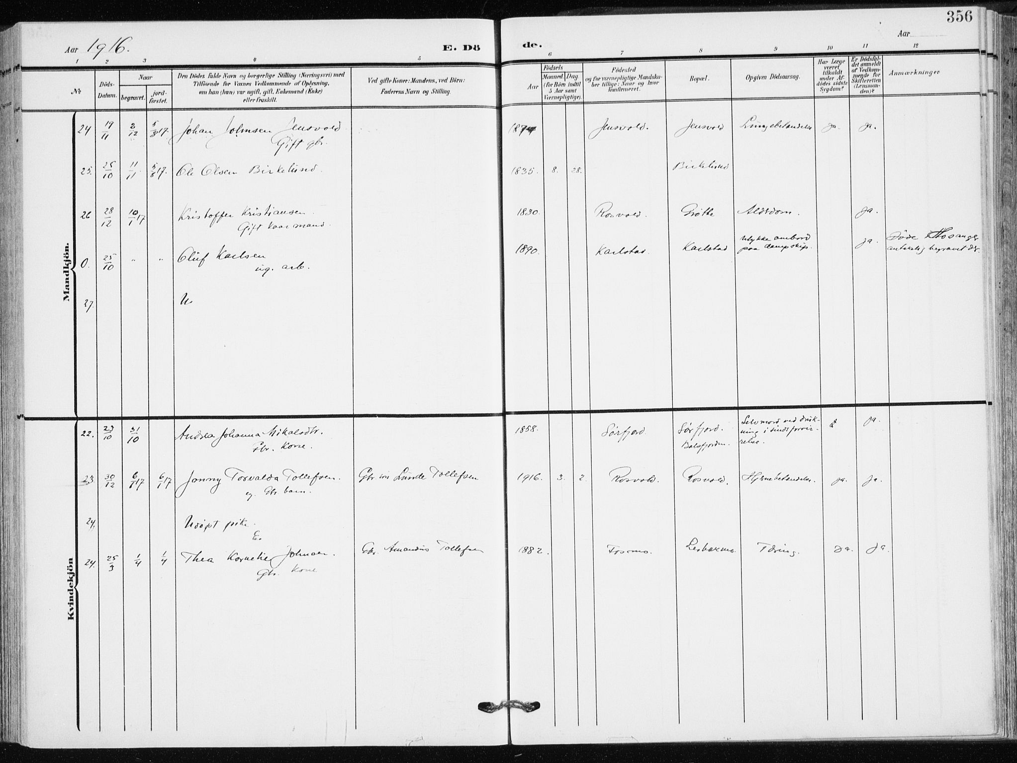 Målselv sokneprestembete, AV/SATØ-S-1311/G/Ga/Gaa/L0011kirke: Ministerialbok nr. 11, 1904-1918, s. 356