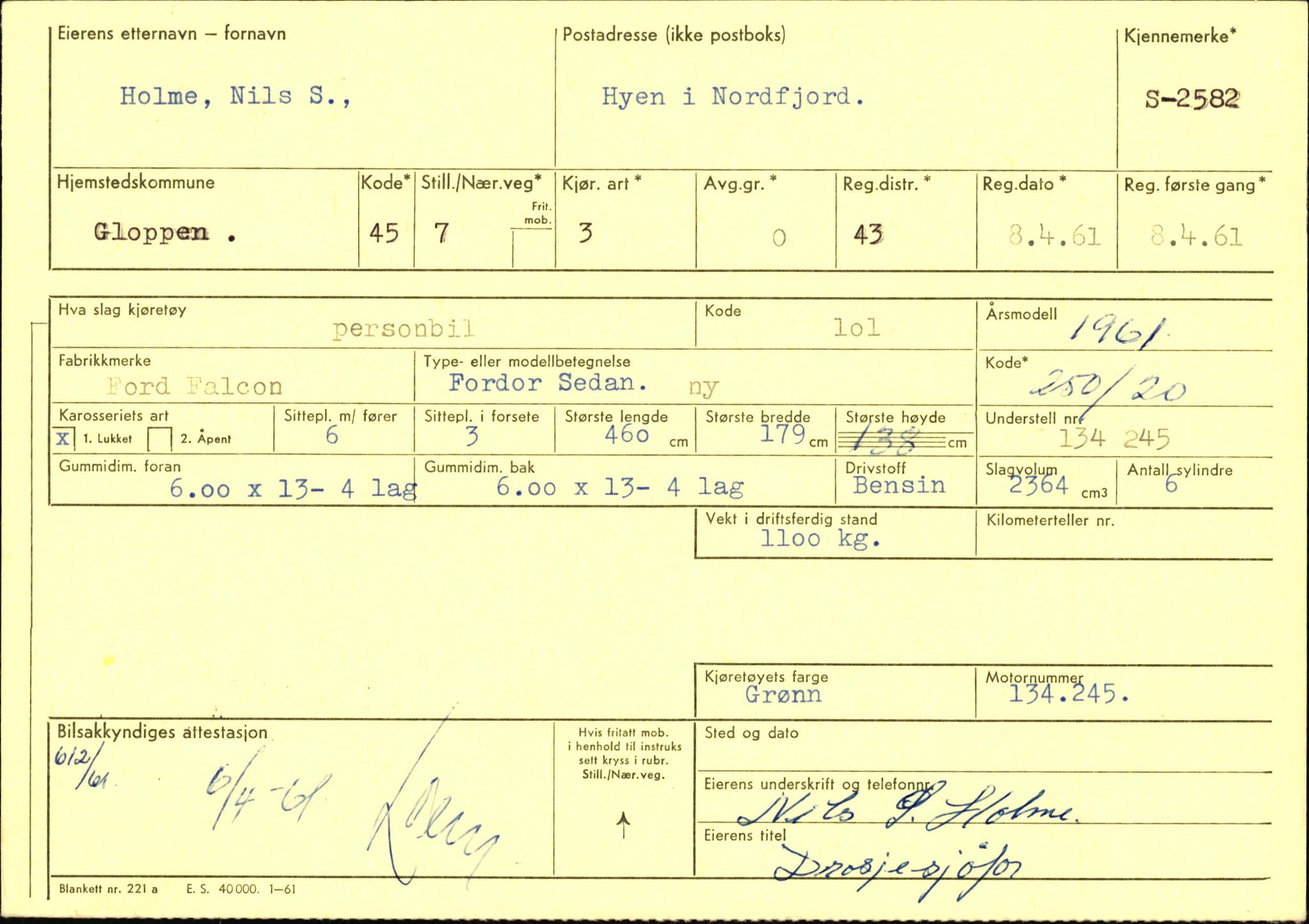 Statens vegvesen, Sogn og Fjordane vegkontor, AV/SAB-A-5301/4/F/L0004: Registerkort utmeldte Fjordane S2500-2700, S7200-7899, 1930-1961, s. 127