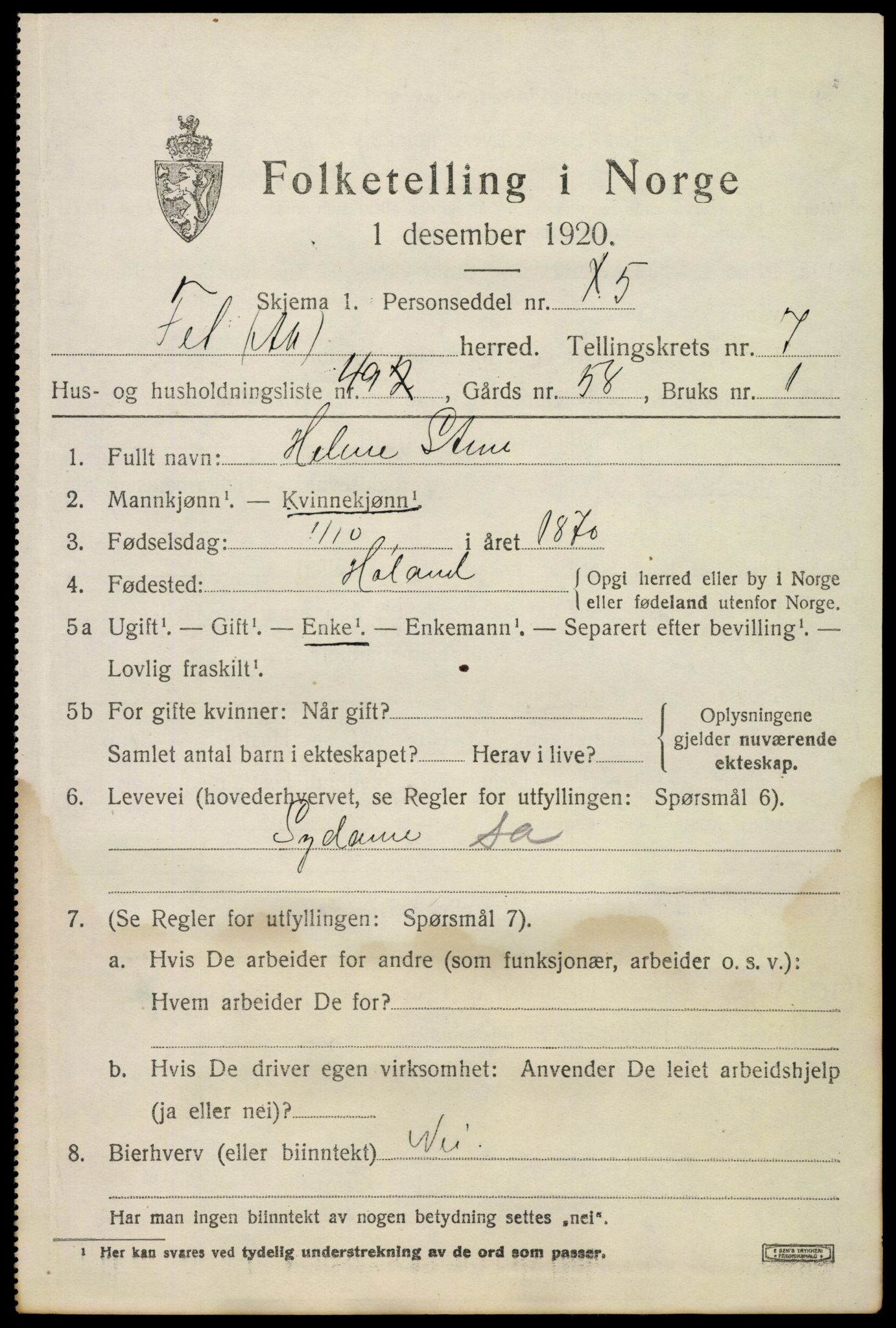 SAO, Folketelling 1920 for 0227 Fet herred, 1920, s. 8572