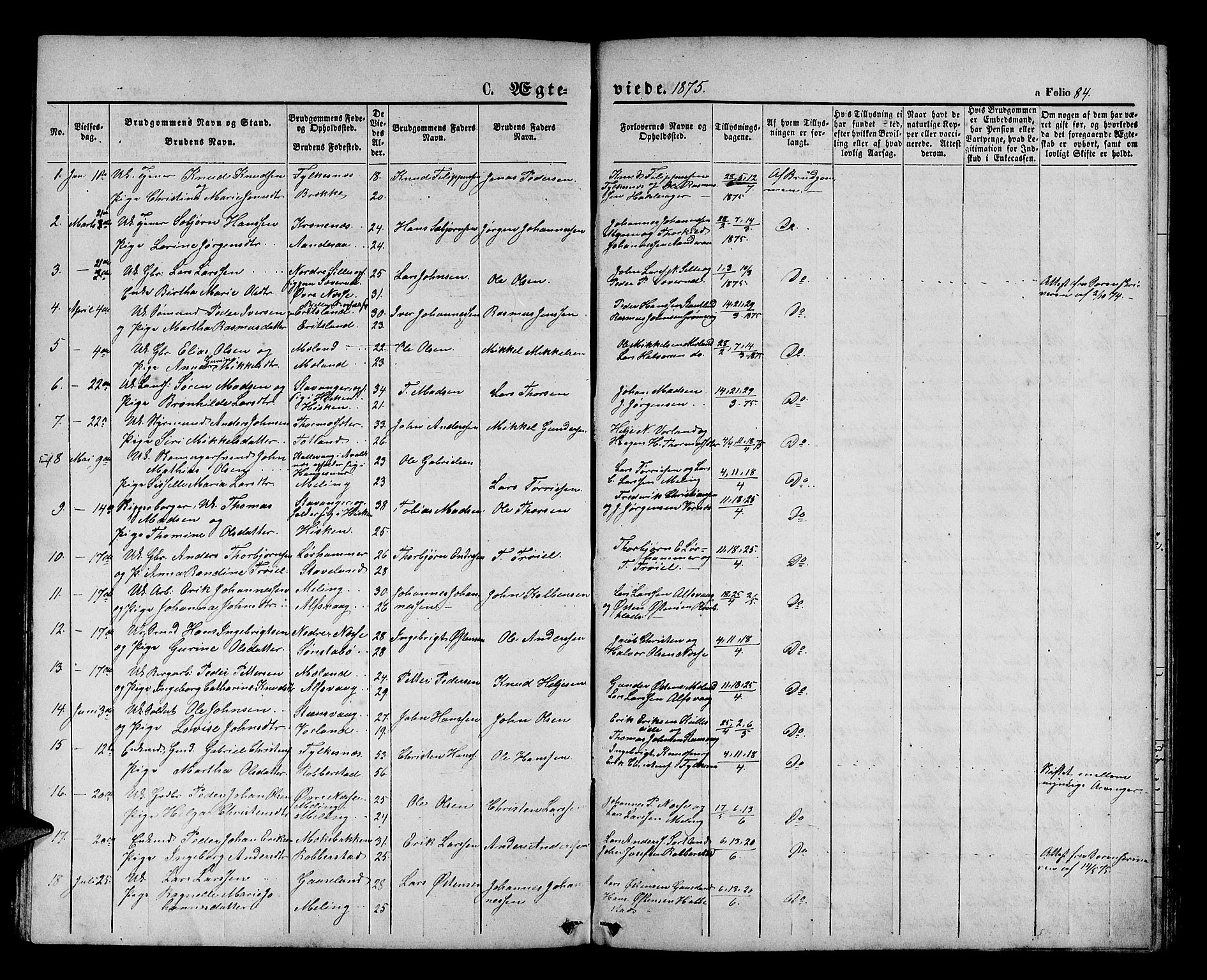 Finnås sokneprestembete, AV/SAB-A-99925/H/Ha/Hab/Habb/L0002: Klokkerbok nr. B 2, 1871-1881, s. 84