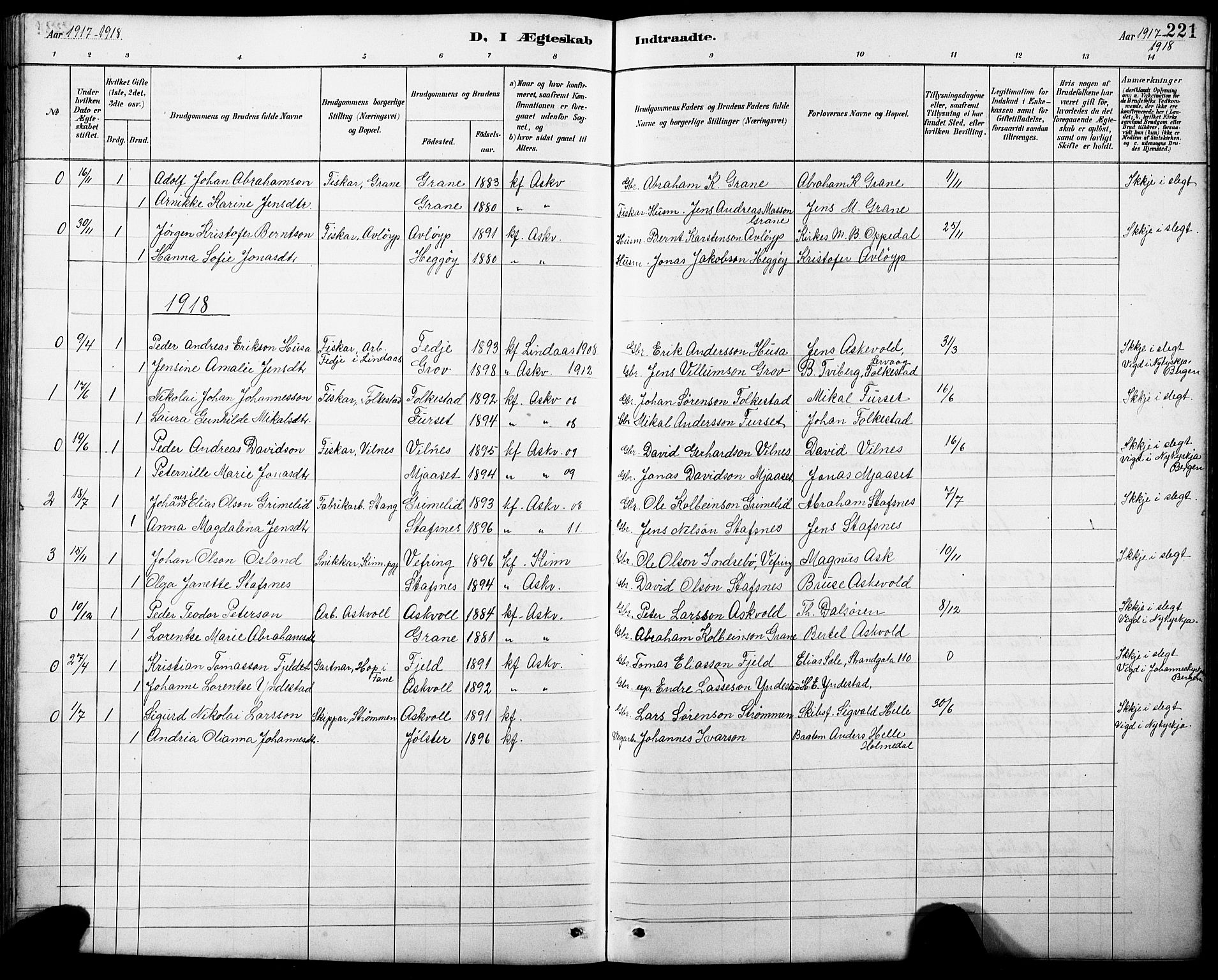 Askvoll sokneprestembete, AV/SAB-A-79501/H/Hab/Haba/L0003: Klokkerbok nr. A 3, 1886-1928, s. 221