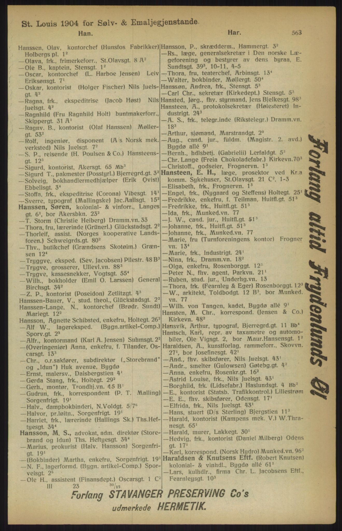 Kristiania/Oslo adressebok, PUBL/-, 1915, s. 563